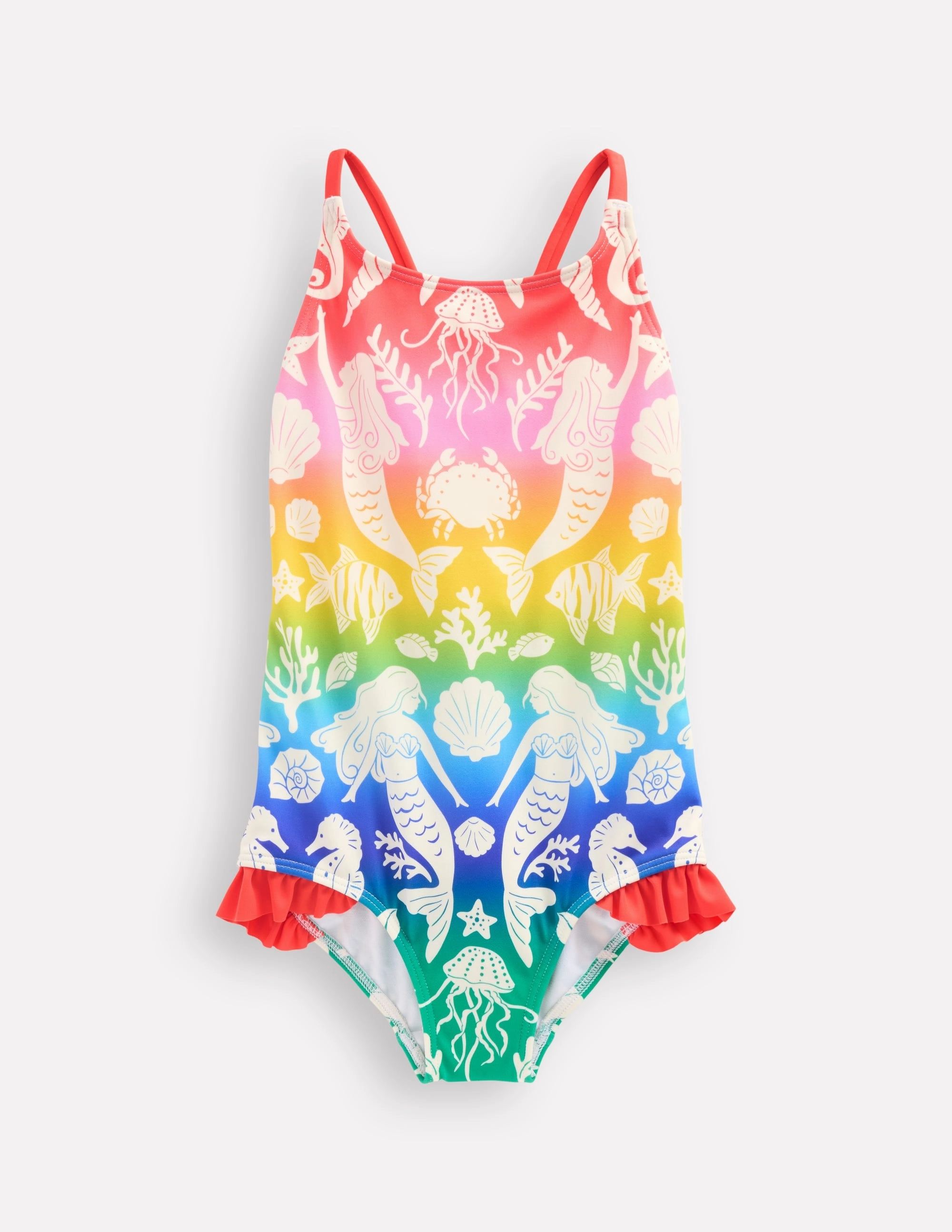 Zipper-Front Saltwater Resilient Pretty Cross-Back Swimsuit-Pink Ombre Mermaids