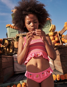 Ultraviolet Barrier Pretty Peplum Bikini-Pink Fruit