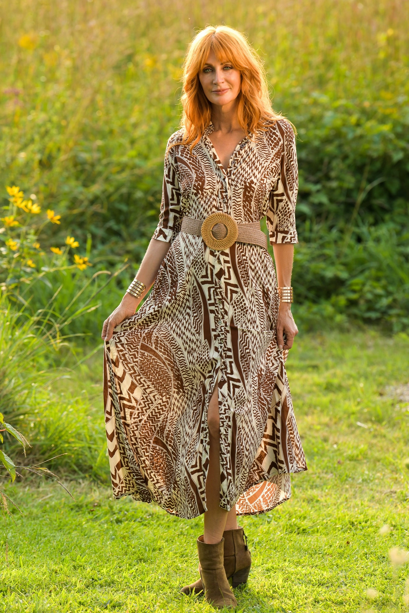 Princess Dress / Terra Cotta Tribal Art Spirit Lightweight Feel