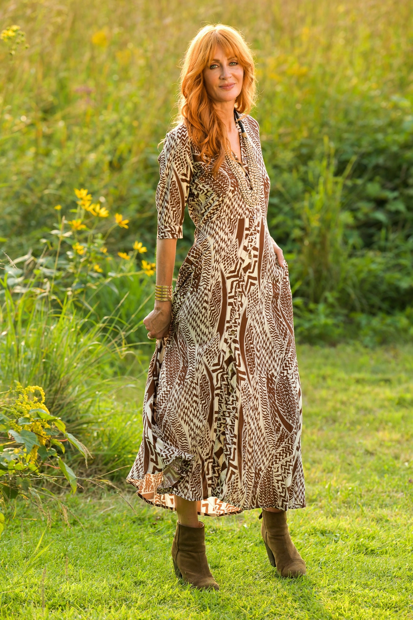 Timeless slip dress Breezy Style Princess Dress / Terra Cotta Tribal