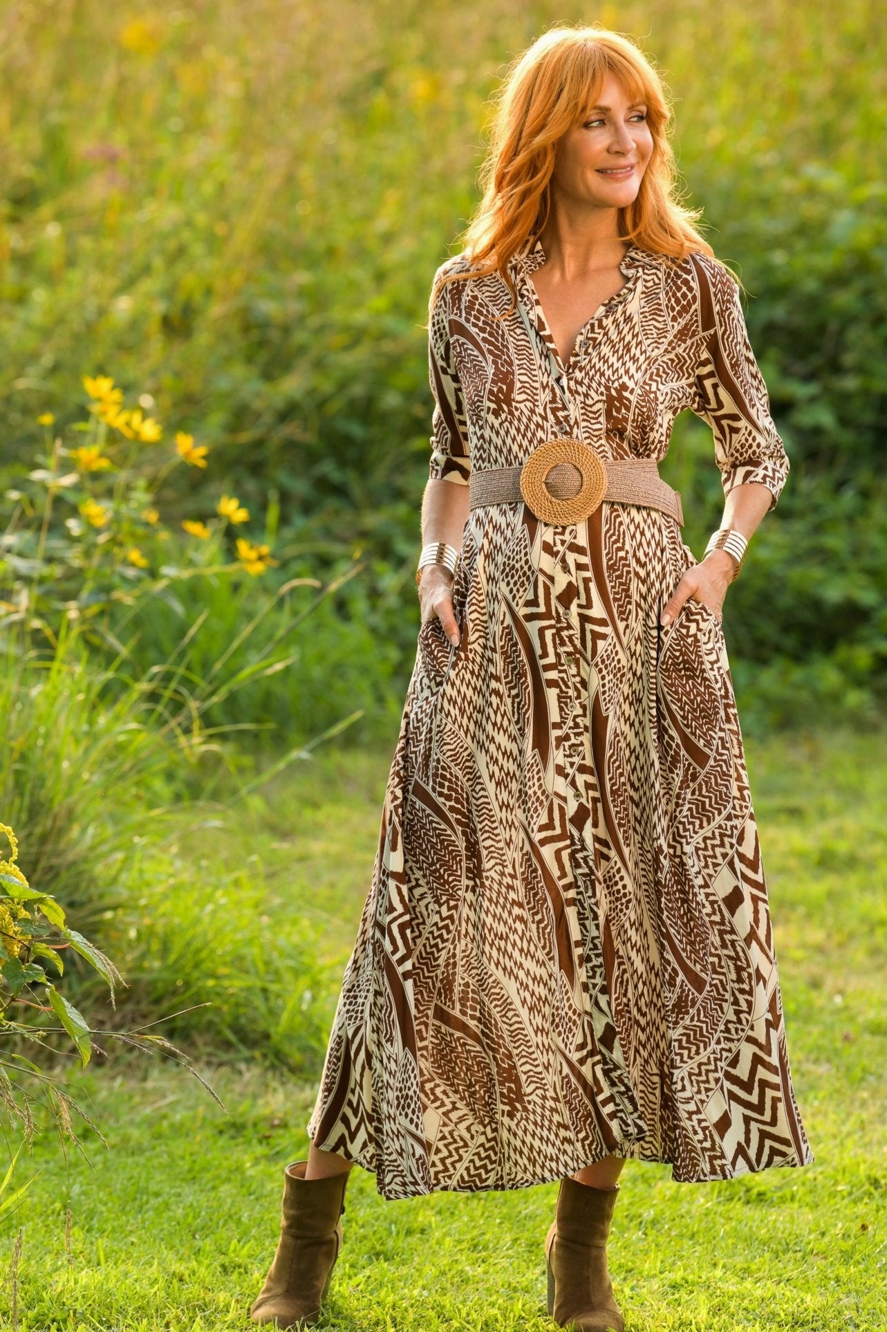 Cute Glow Fall Style Princess Dress / Terra Cotta Tribal