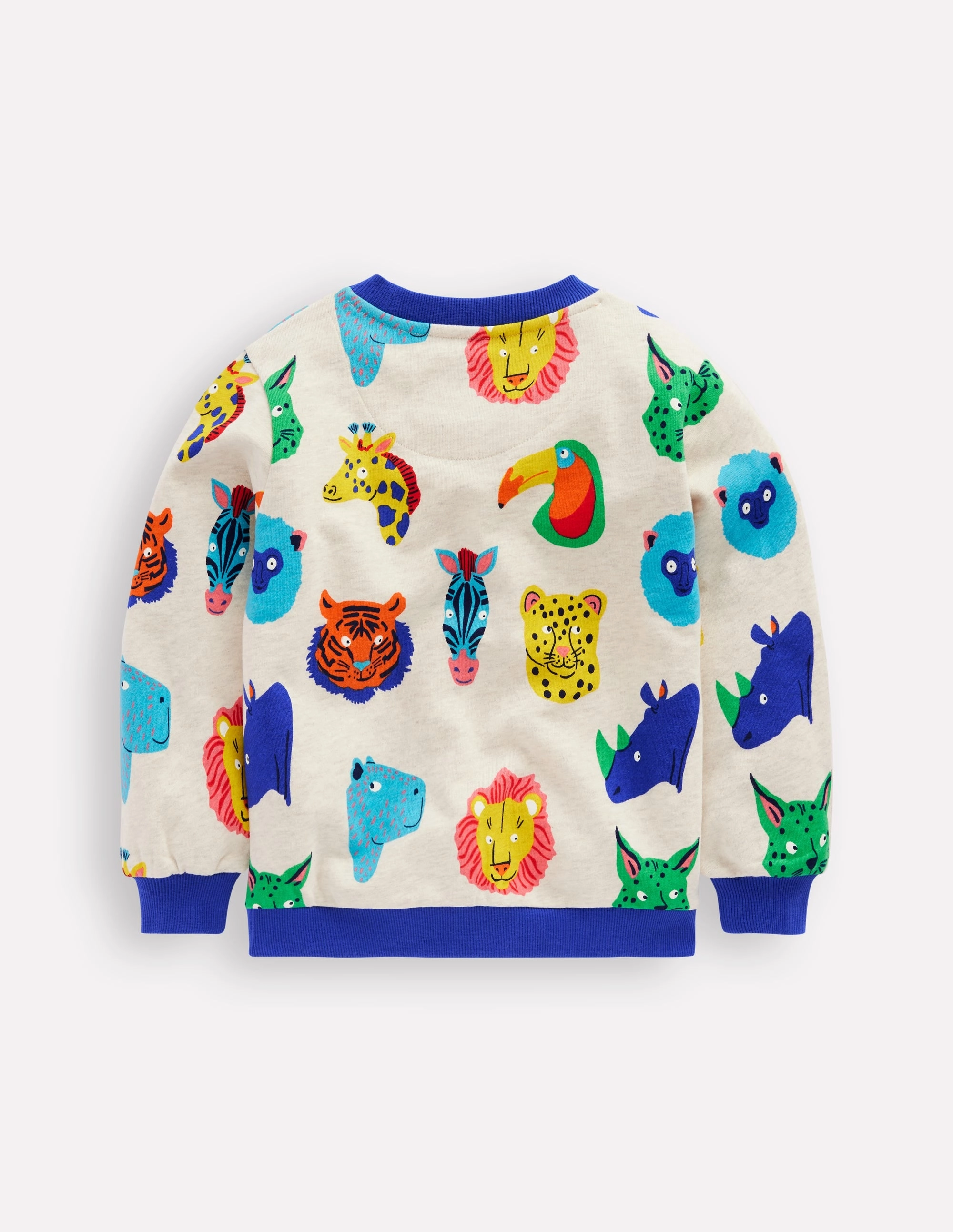 Printed Sweatshirt-Multi Animal Faces LowProfile Zipper