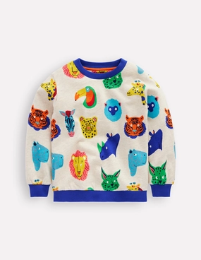 MoistureControl Printed Sweatshirt-Multi Animal Faces