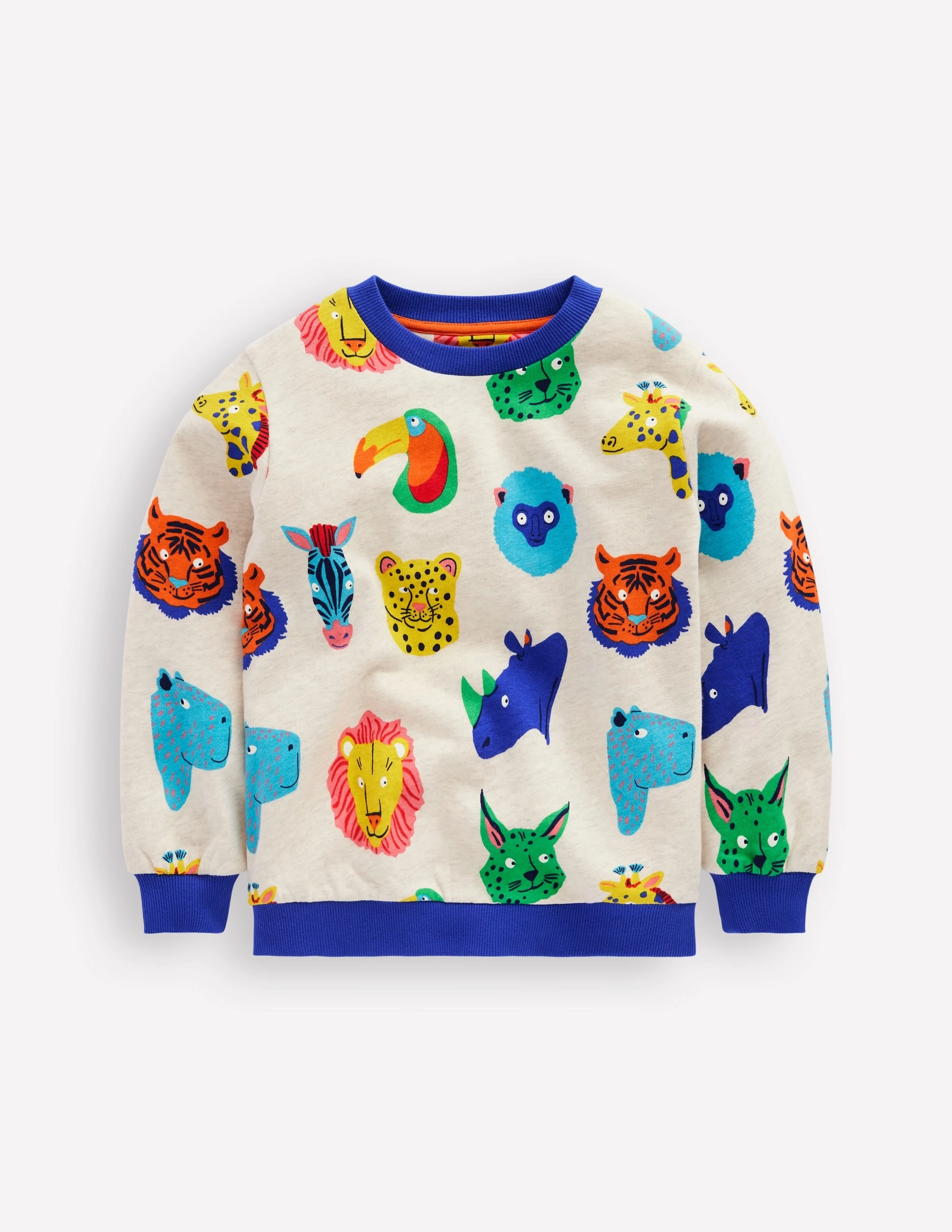 Double Layered Fabric Printed Sweatshirt-Multi Animal Faces