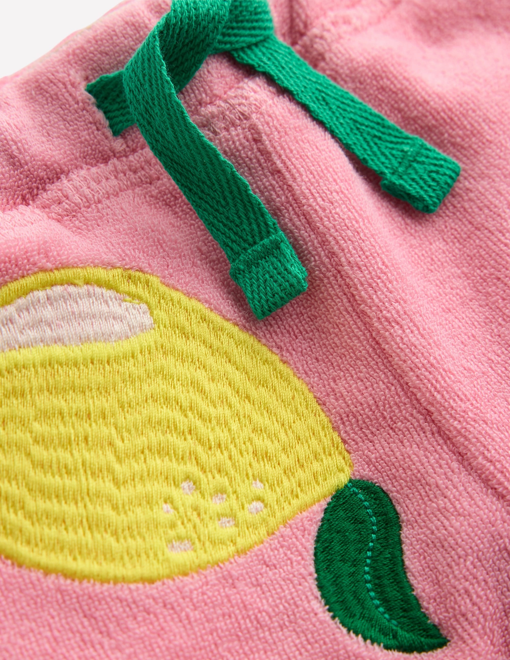 Athletic Silhouette striped shorts Printed Towelling Short-Chalk Pink Applique Fruit