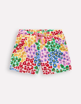 Trendy Fashion Printed Towelling Short-Multi Rainbow Leopard