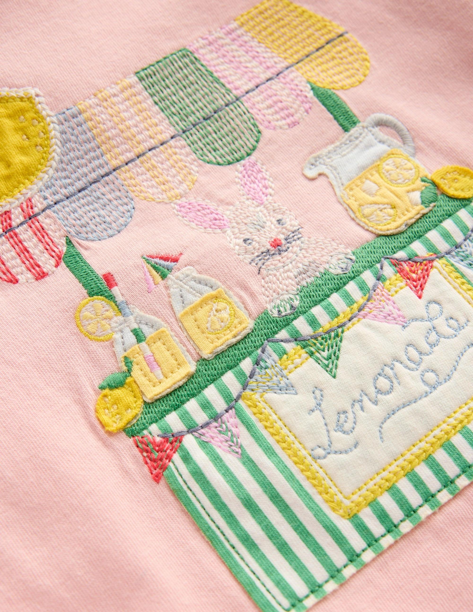 Puff Sleeve Applique Top-Chalk Pink Lemonade Bunny ReflectiveTrims