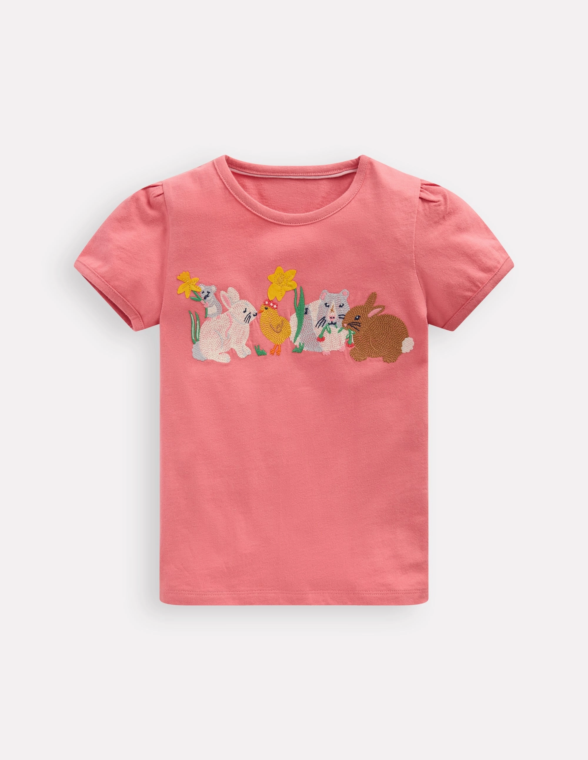 Puff Sleeve Superstitch Top-Blossom Pink Bunnies NonChafingTrim