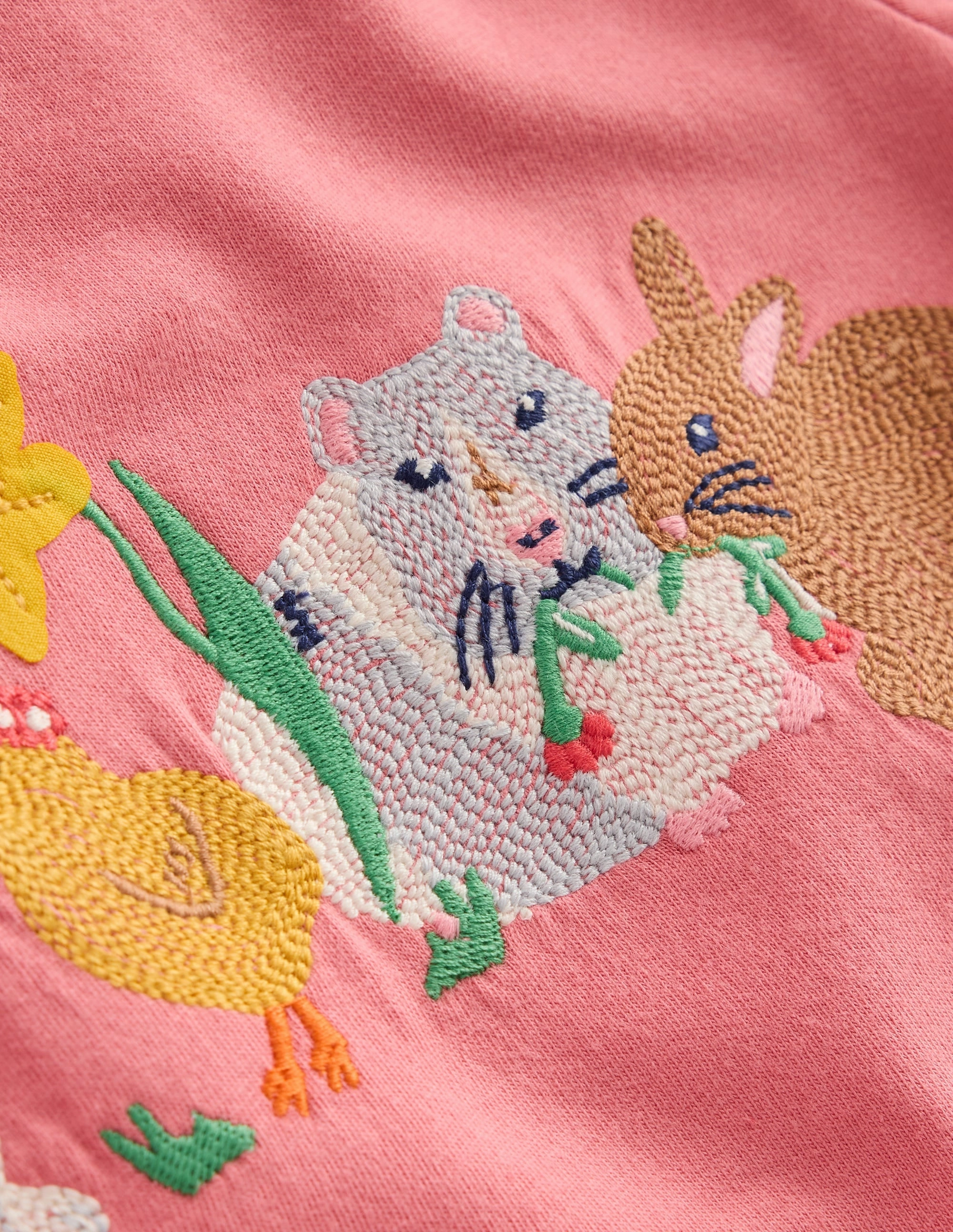 Puff Sleeve Superstitch Top-Blossom Pink Bunnies Loose Blouse AntiMicrobialLining