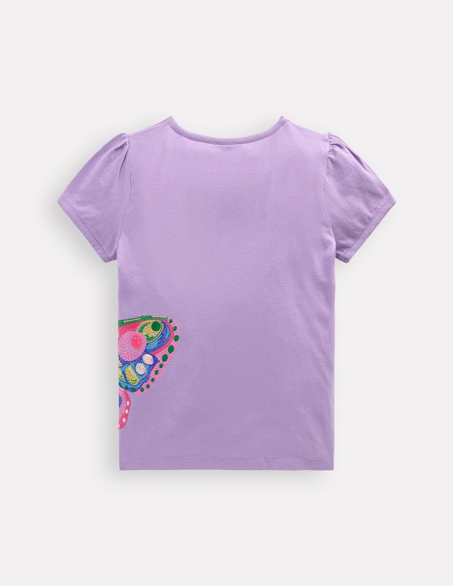 LowImpact Manufacturing V-neck Blouse Puff Sleeve Superstitch Top-Parma Violet Purple Butterfly