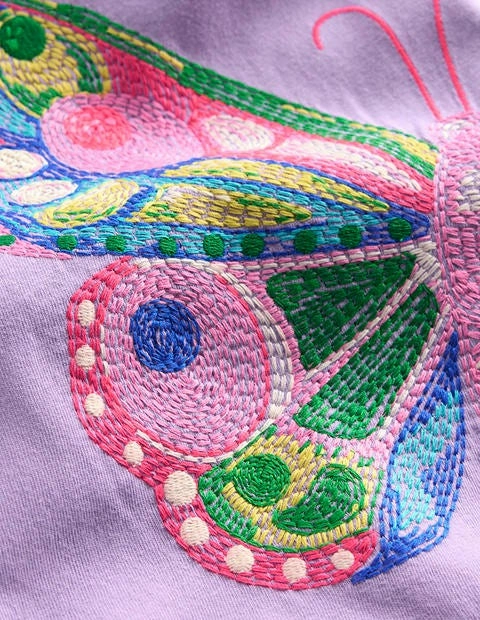 Puff Sleeve Superstitch Top-Parma Violet Purple Butterfly Breathable Microfiber Multi Panel Cut