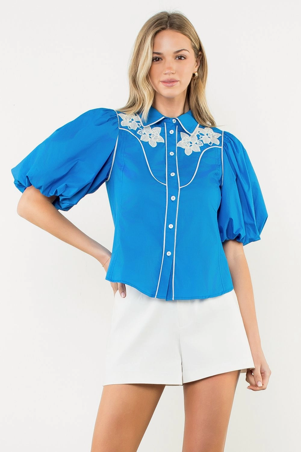 PUFF SLEEVE WESTERN TOP AntiPill Surface Heat Regulating Fabric