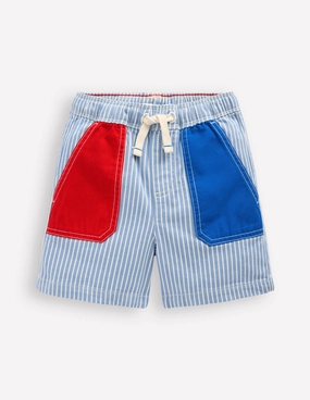 hat Pull-On Cotton Shorts-Hotchpotch Ticking