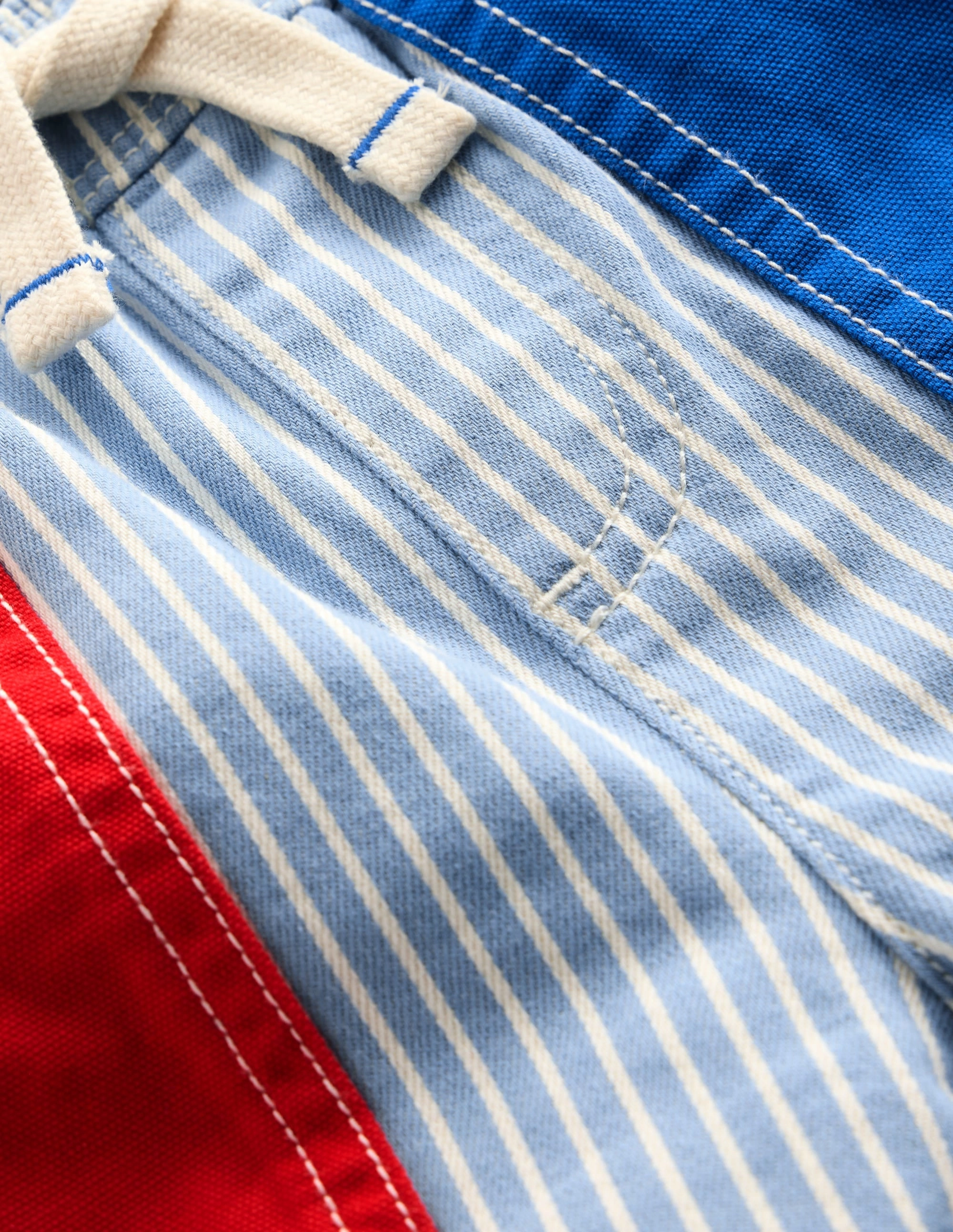 Pull-On Cotton Shorts-Hotchpotch Ticking Smooth Texture