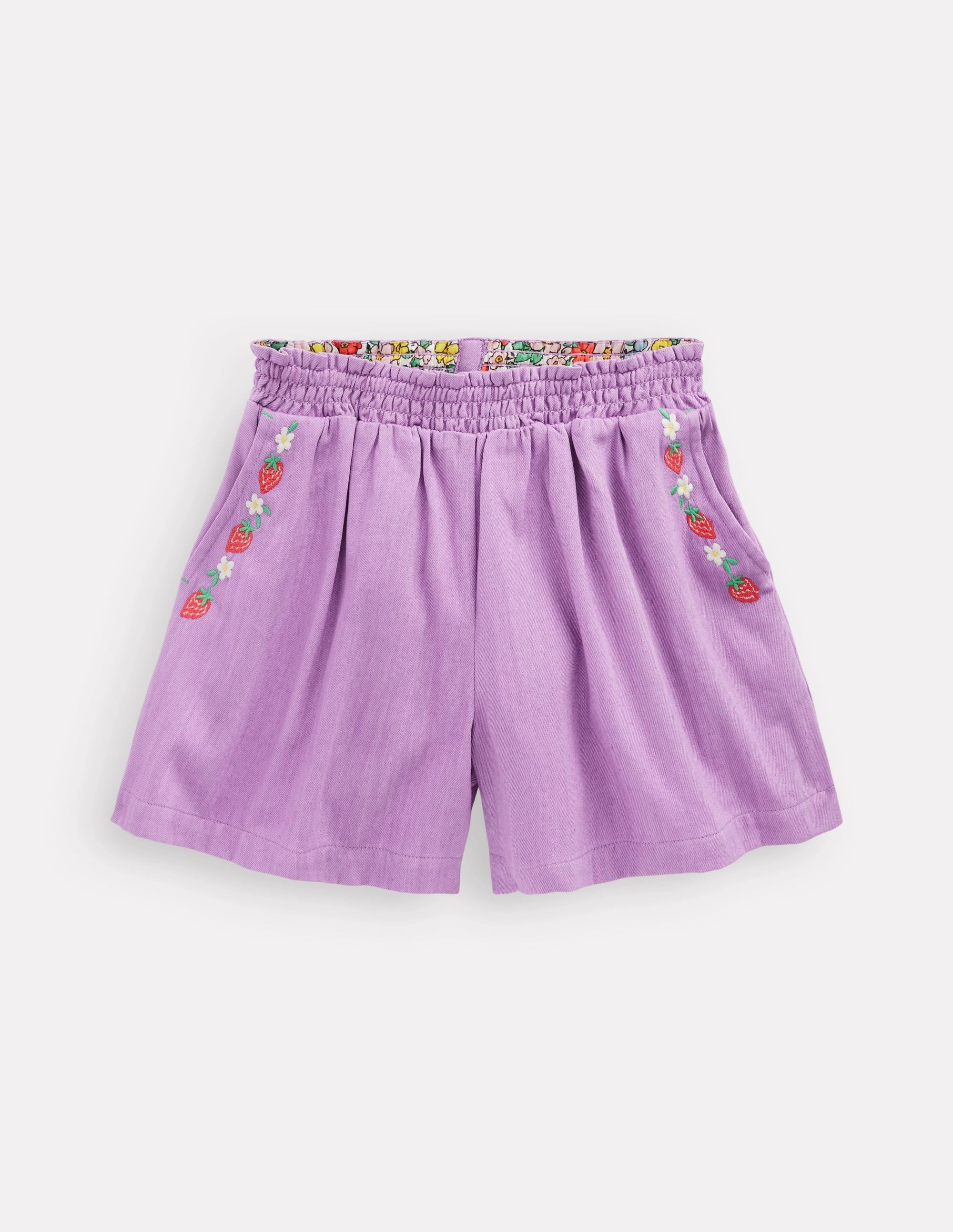 Pull-On Shorts-Aster Purple Fastening Closure Street Fashion