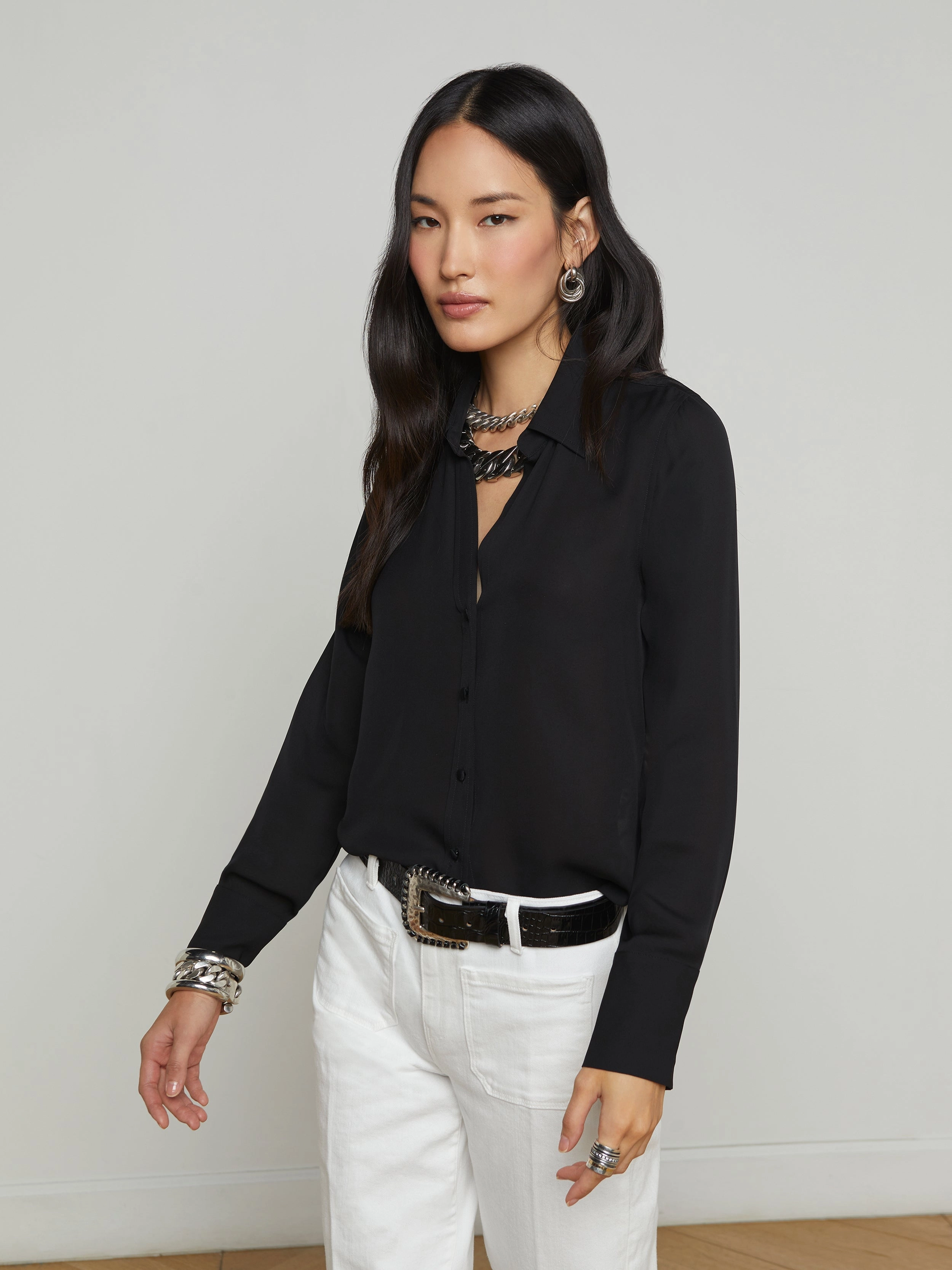 ReinforcedEdges Hailie Silk Dragon Blouse Black