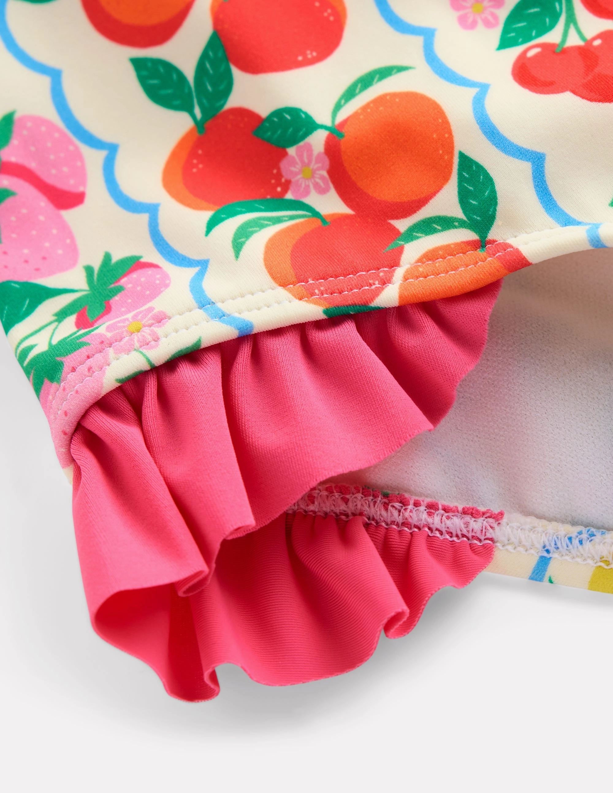 Relaxation-Ready Non Chlorine Degradation Pretty Cross-Back Swimsuit-Rainbow Fruit Stripe