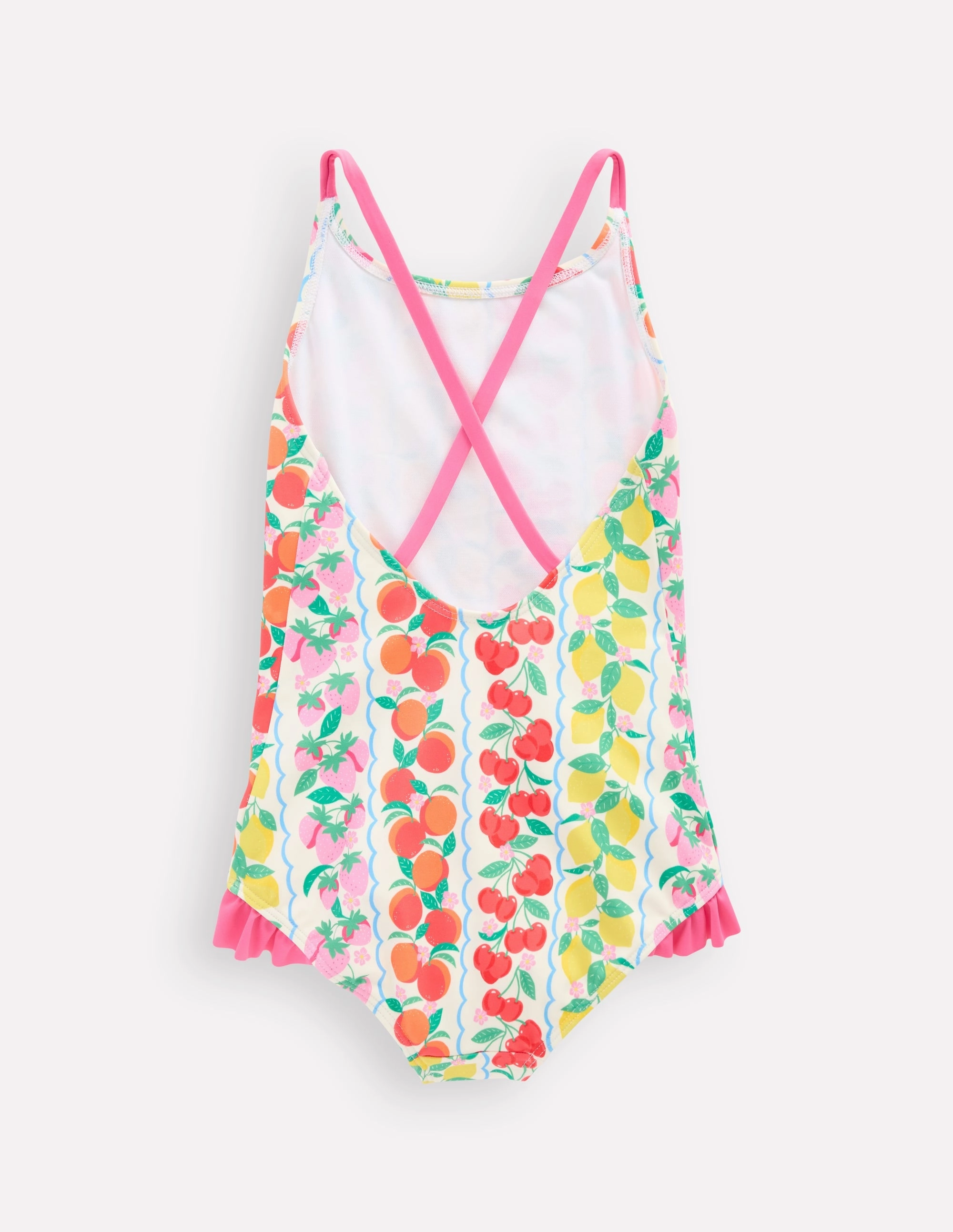 Poolside Ready Pretty Cross-Back Swimsuit-Rainbow Fruit Stripe