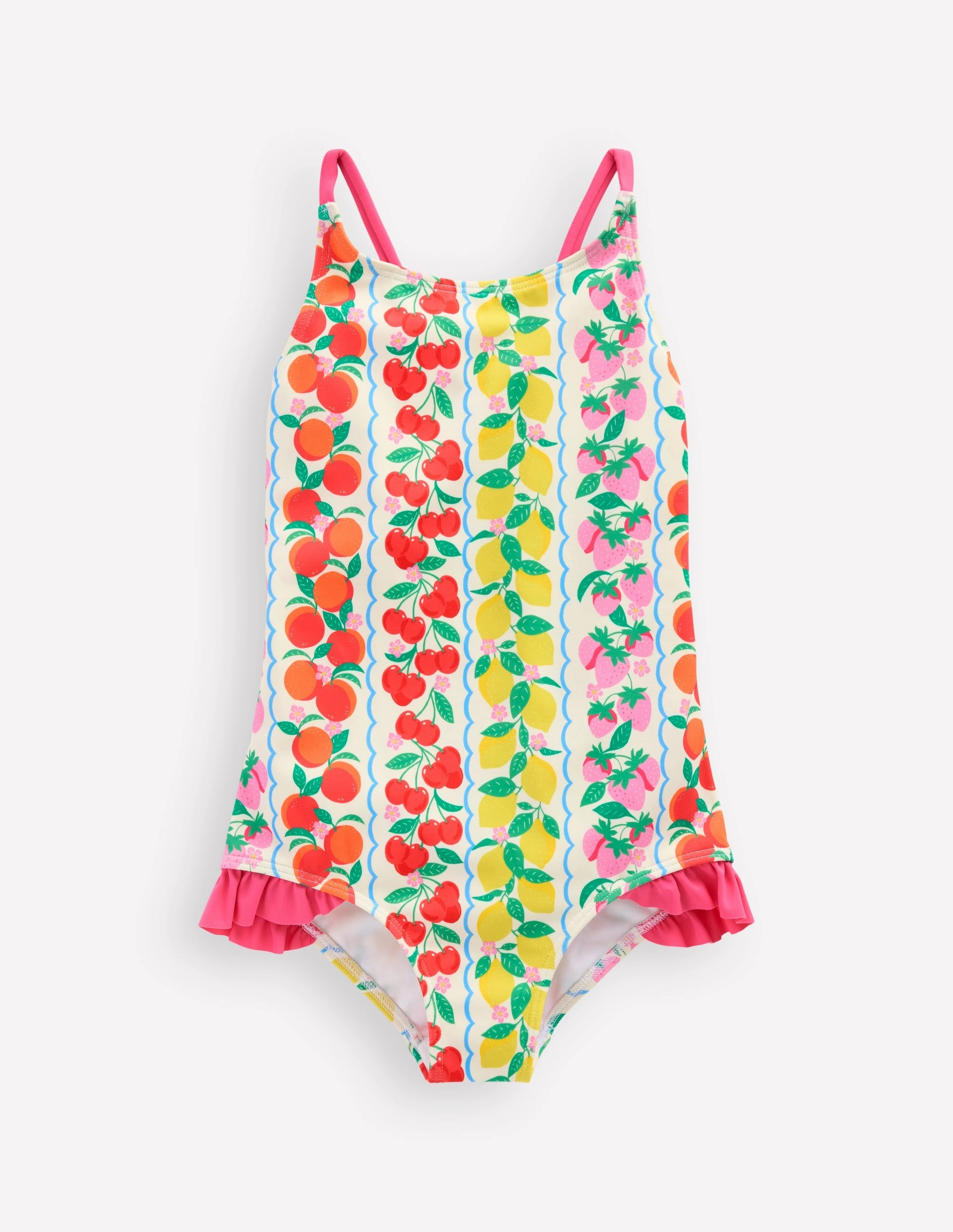 Pretty Cross-Back Swimsuit-Rainbow Fruit Stripe Latest Trend Tumblr Control Support