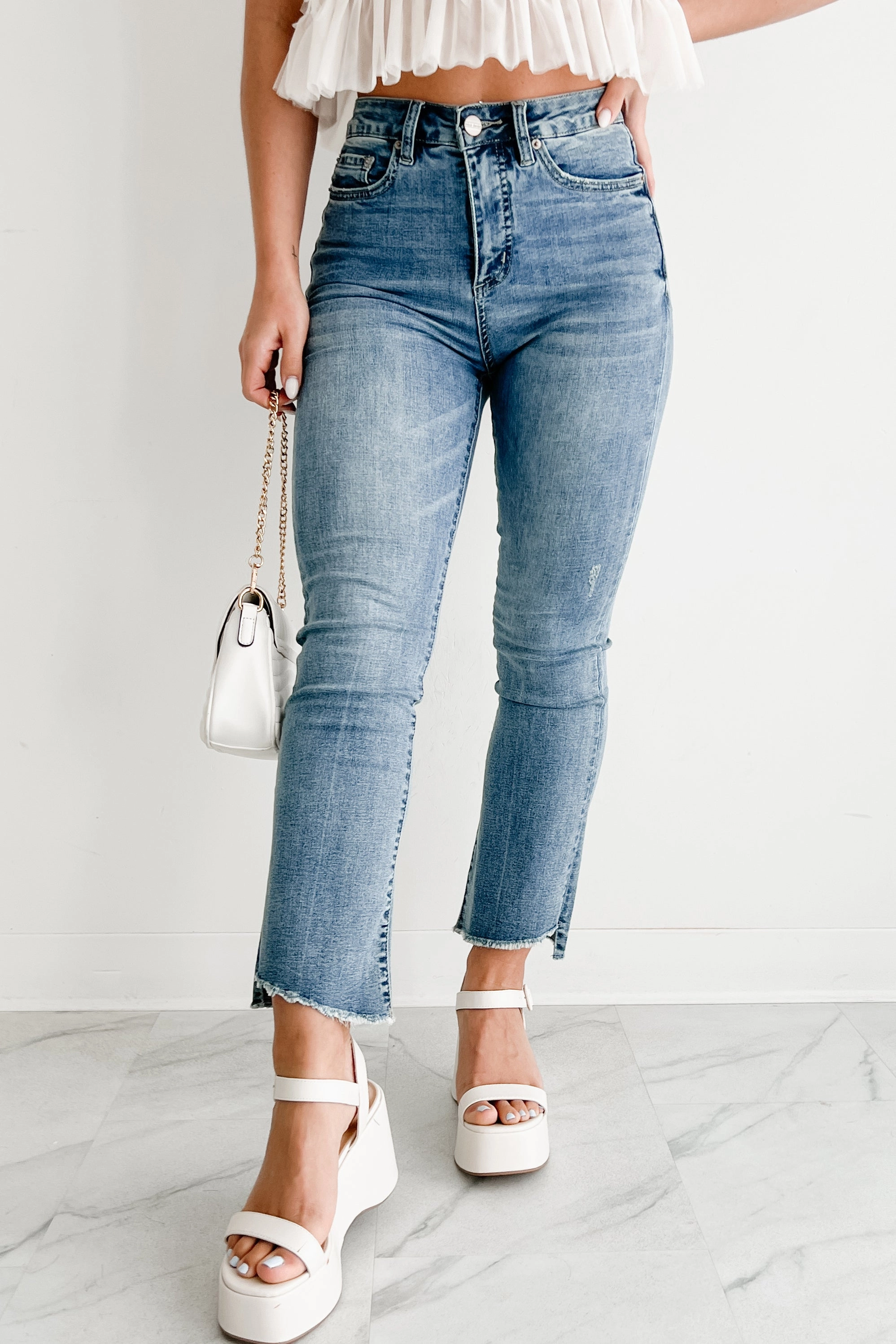 Easy Care Windproof Design Benedict Bootcut Mica Denim Jeans (Medium)