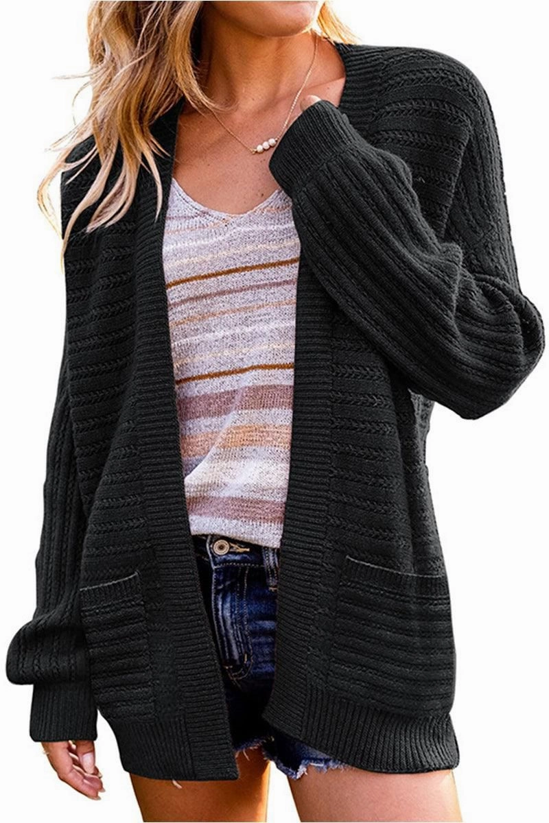 WOMENS KNITTED OPEN FRONT CARDIGAN VNeck Style MinimalistCut