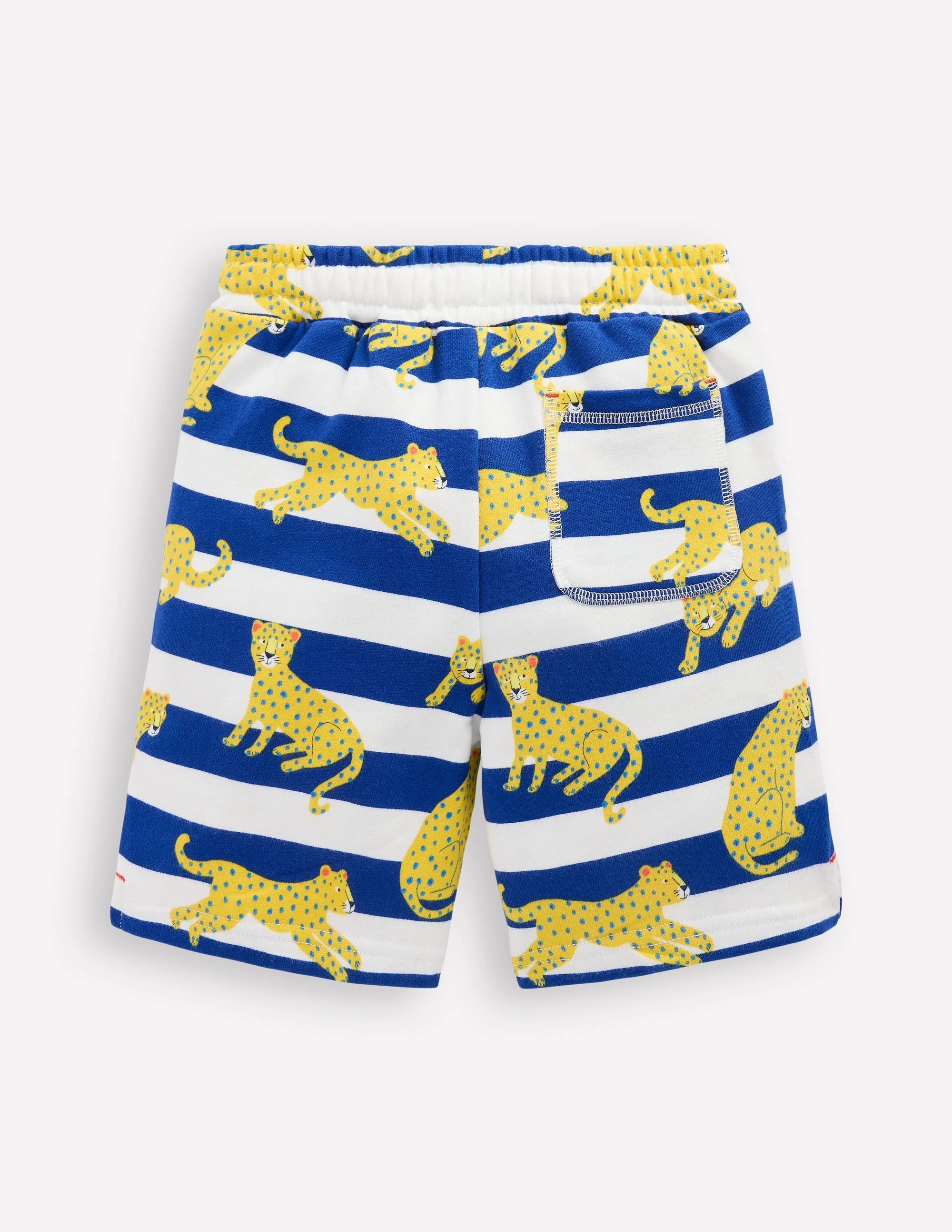 Effortless Look Sleek Design Printed Shorts-Bright Blue Leopard Stripe