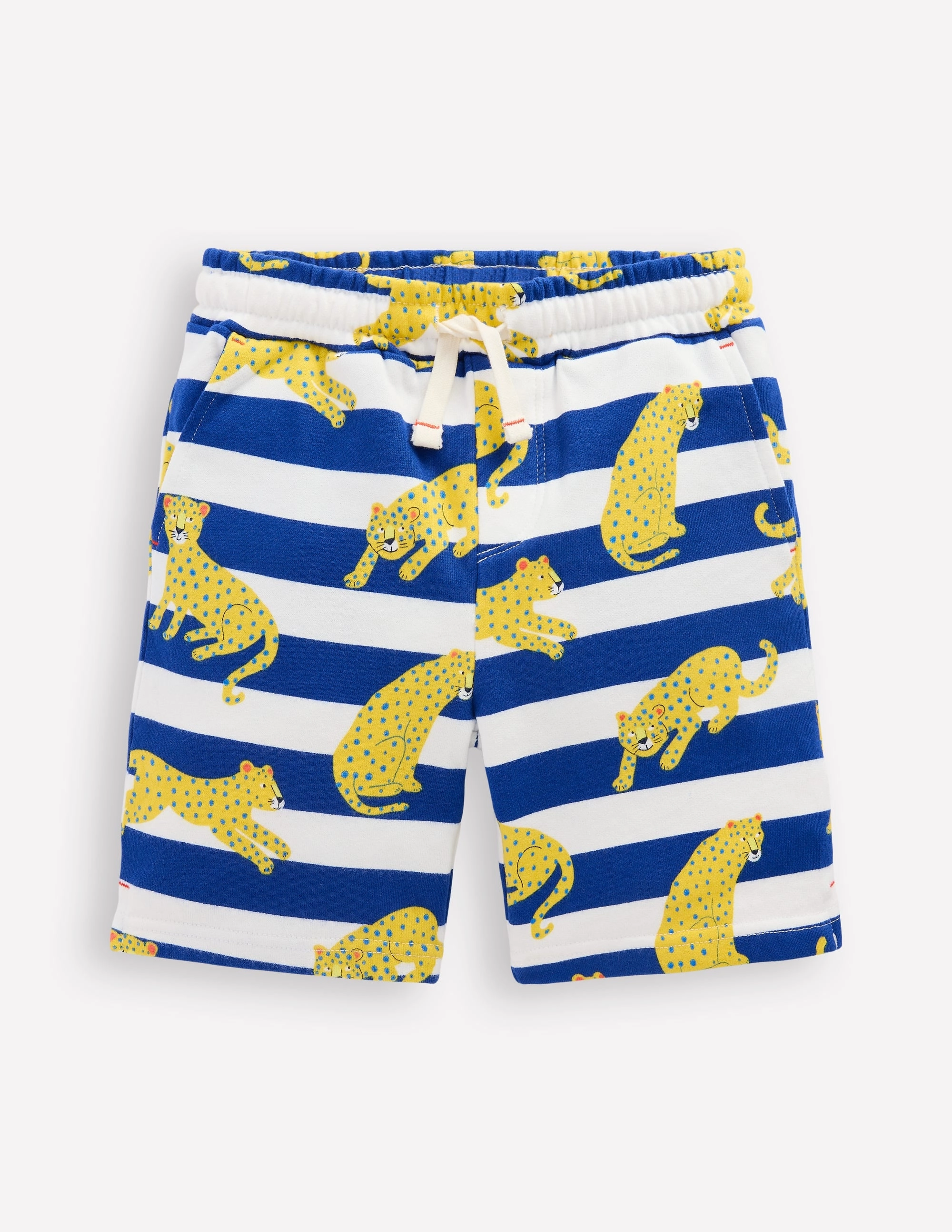 Abrasion Resistant Edges Printed Shorts-Bright Blue Leopard Stripe