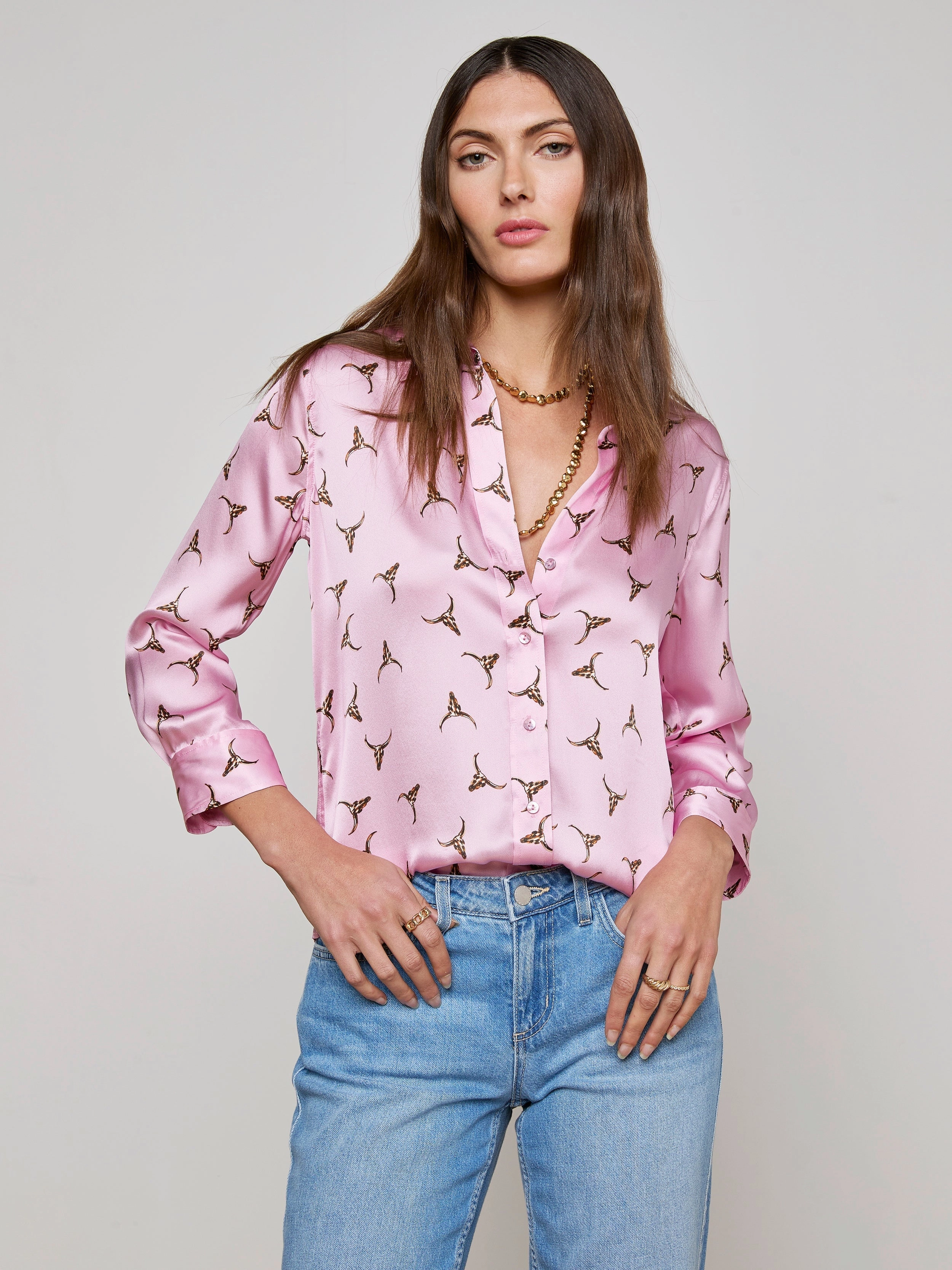 FadeResistant Dani Silk Blouse Bulls Head Blush/Bronze