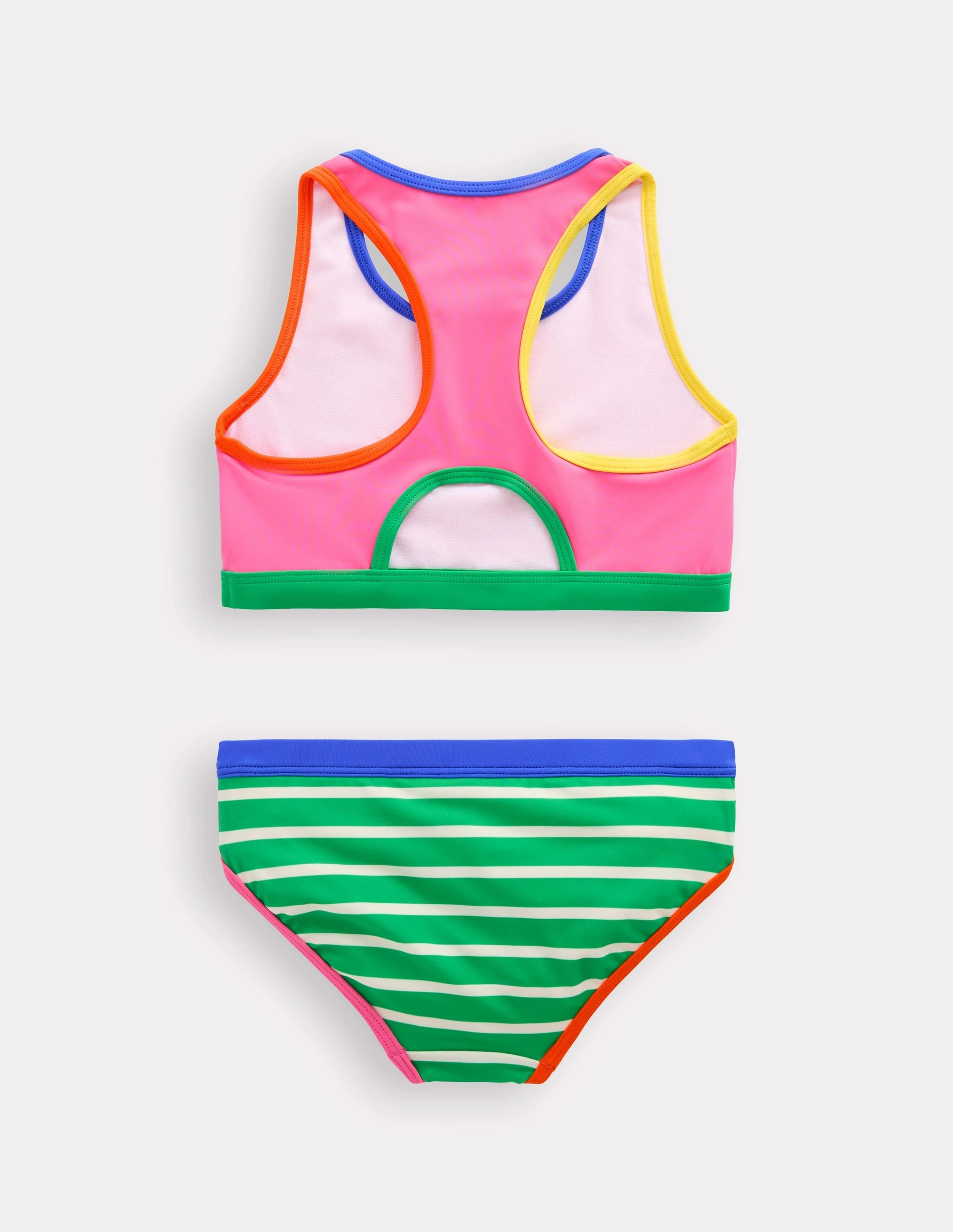 Racerback Bikini-Flamingo Pink/Pea Green Stripe Holiday Packing Beach Attire
