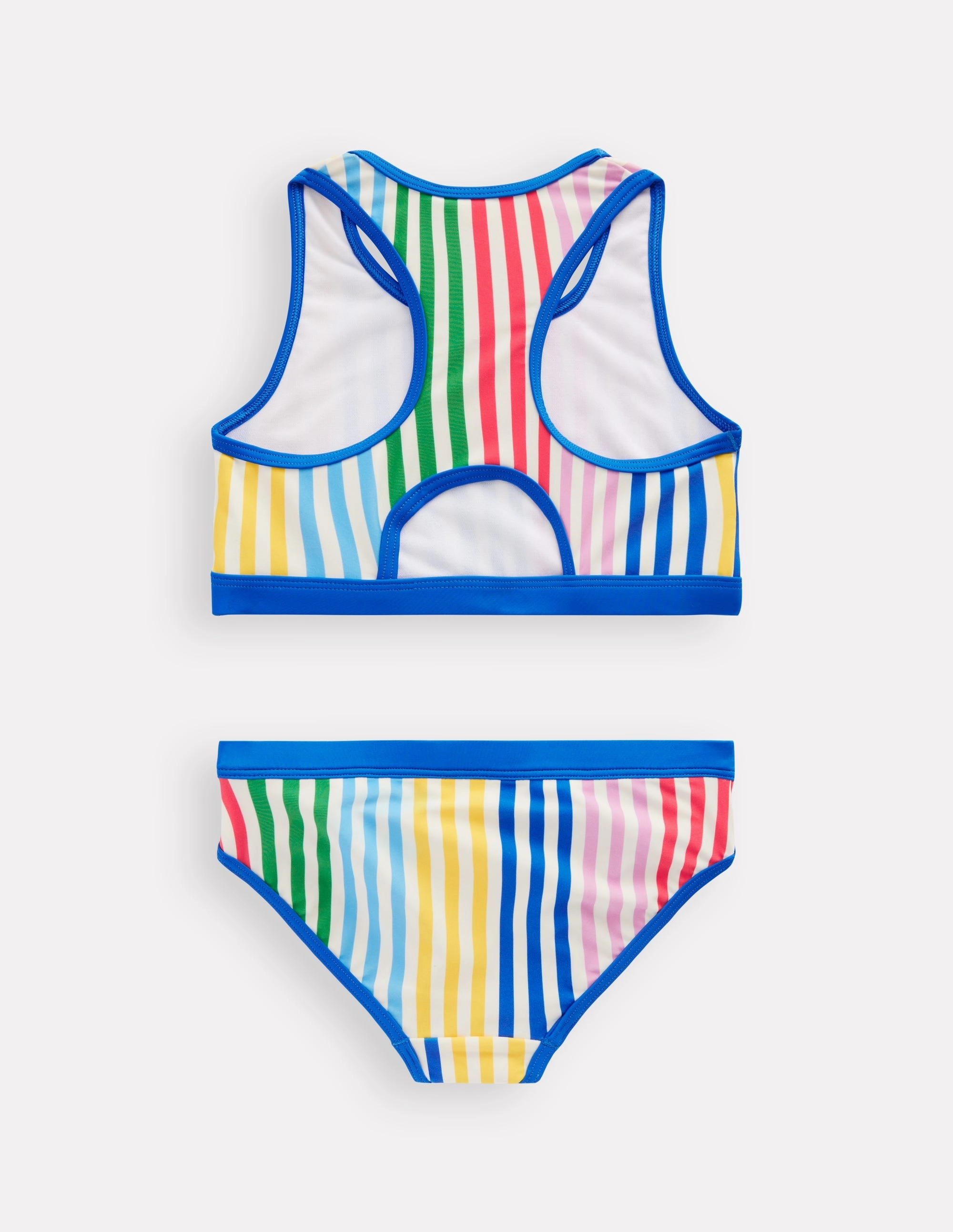 Coastal-Charm Odor Resistant Textile Racerback Bikini-Hotchpotch Stripe