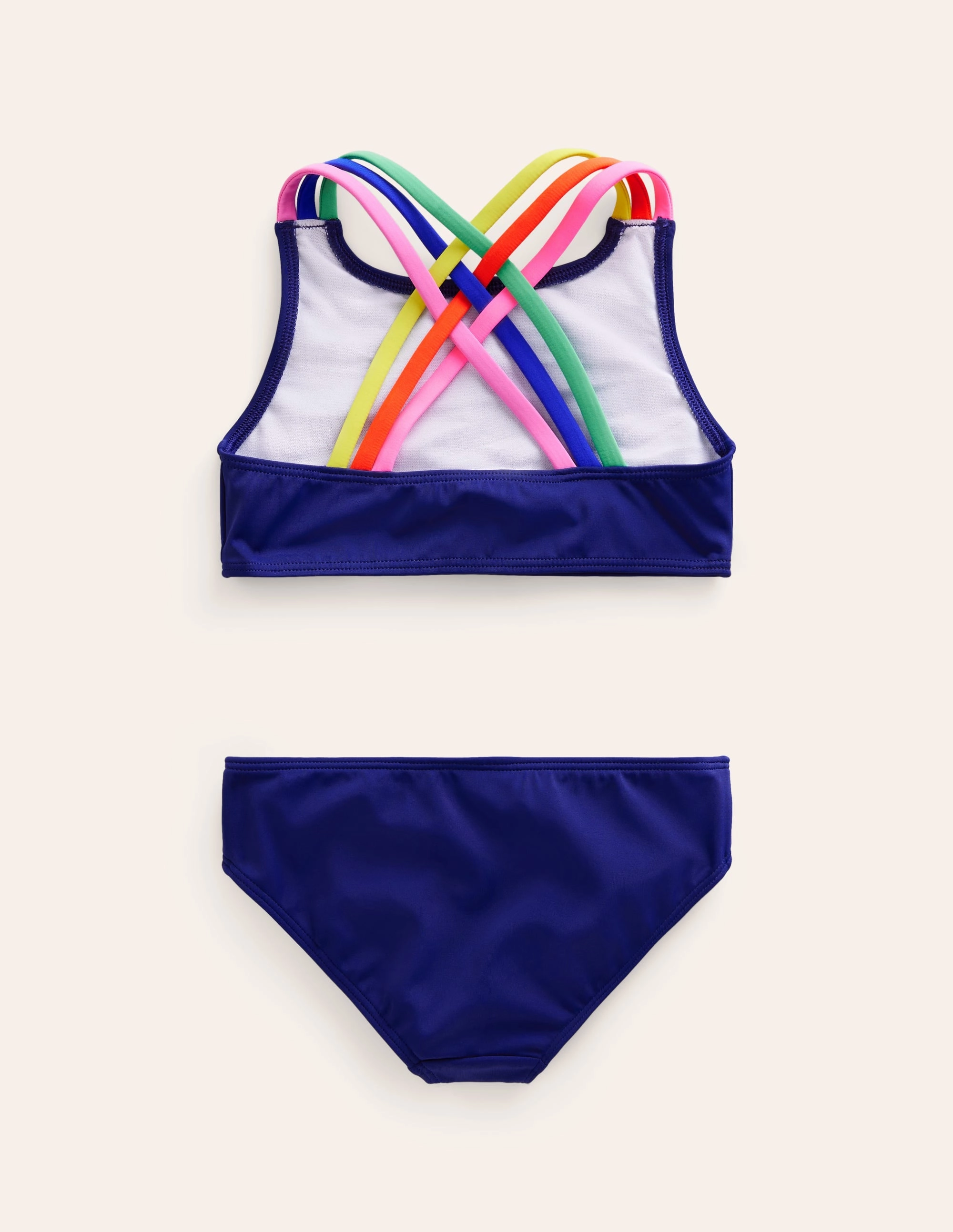 Anti Bacterial Lining Beach essentials Rainbow Cross-Back Bikini-College Navy