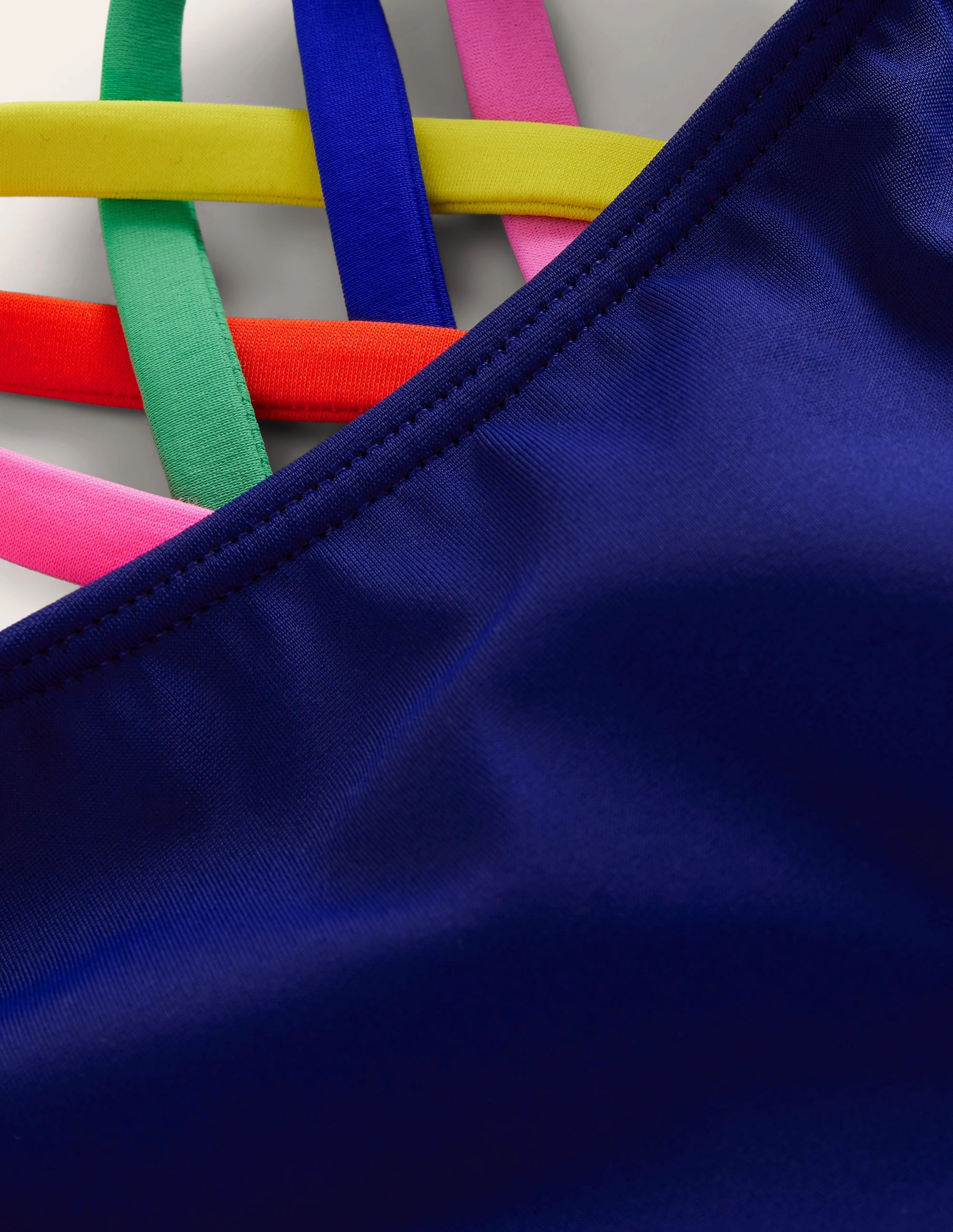 Rainbow Cross-Back Bikini-College Navy Rash Guard Material adult style