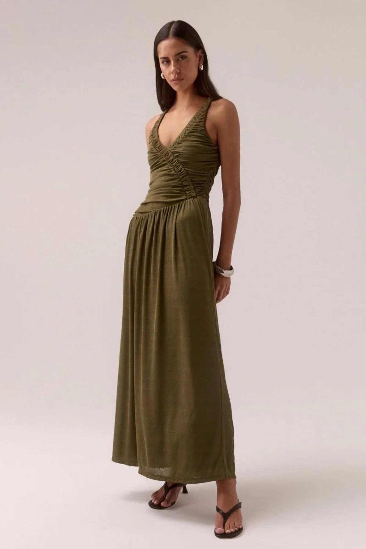 Flattering Fit for All Panelled-Design Rua Dress Olive