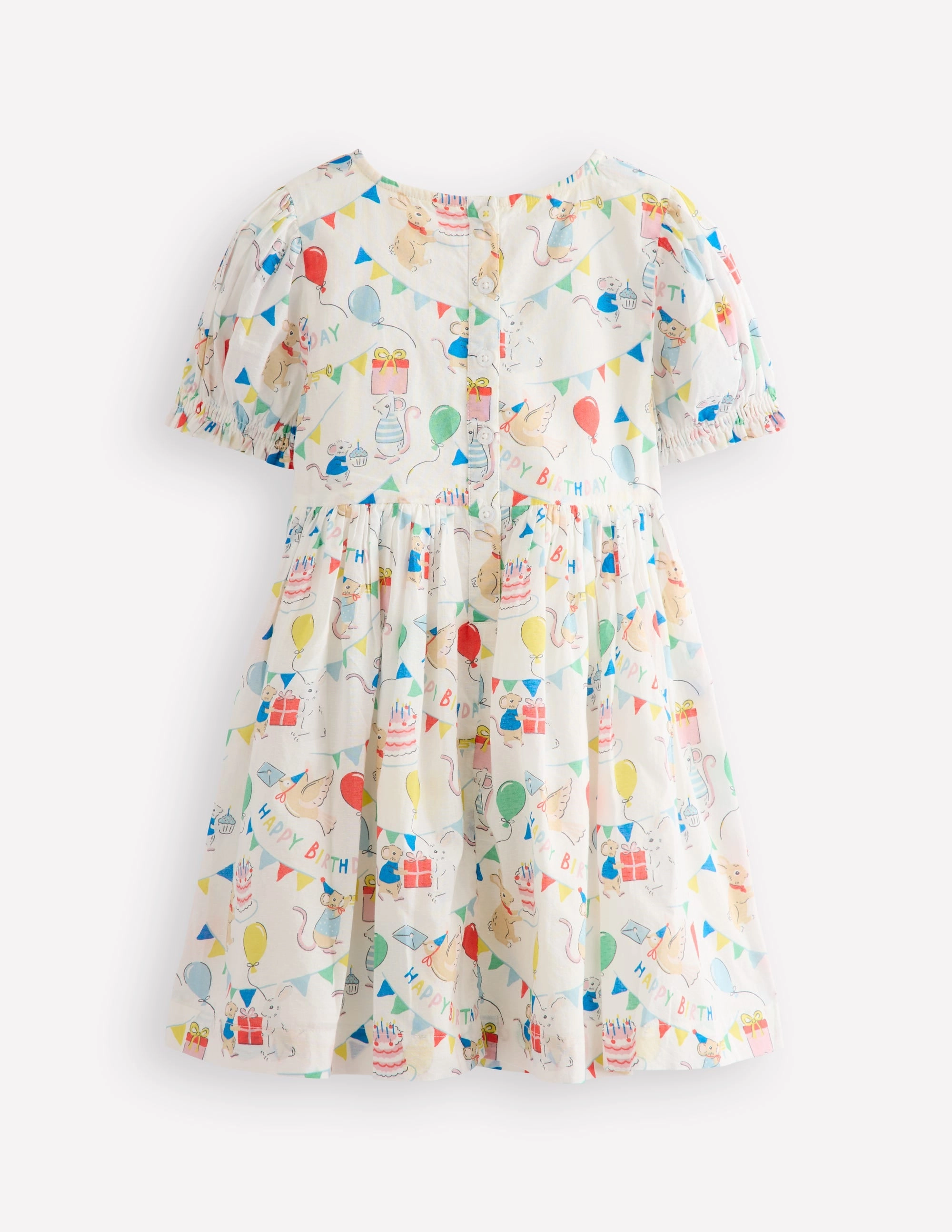 Madeline Woven Dress-Birthday Print Wrap-Style