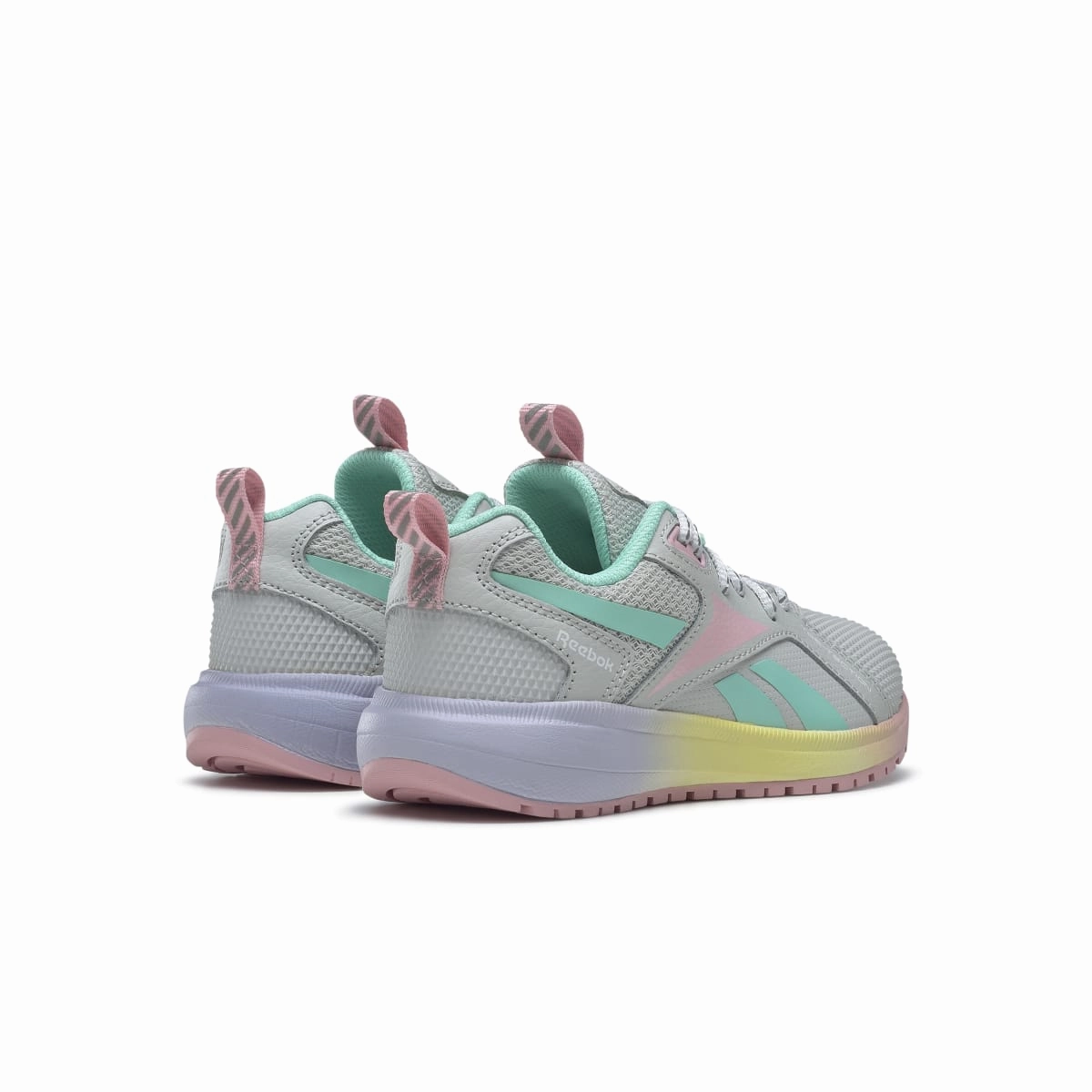REEBOK HQ4007 DURABLE XT KID'S (Medium) Grey/Pink/Mint Leather & Rubber Running Shoes Soft Land