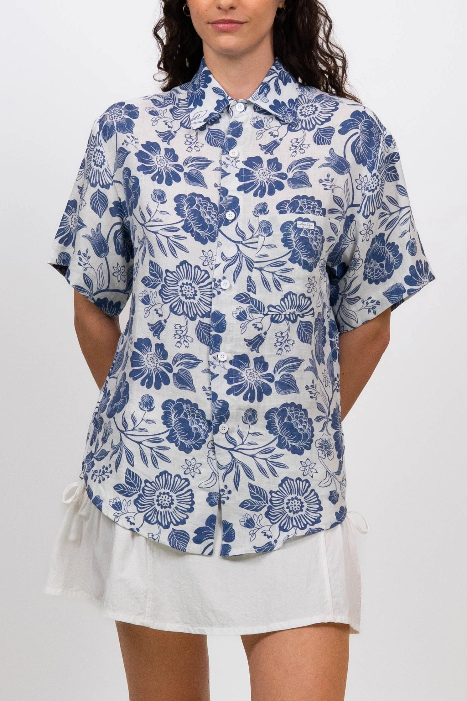 Trev Button Down (Sizes S, M) Bohemian style Double Chest Pocket