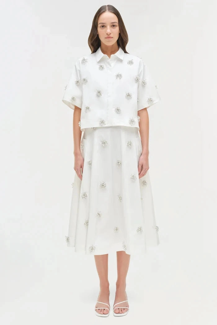 NoRoll Hem Technology Natural Fiber Blend Cosmo Camp Shirt White