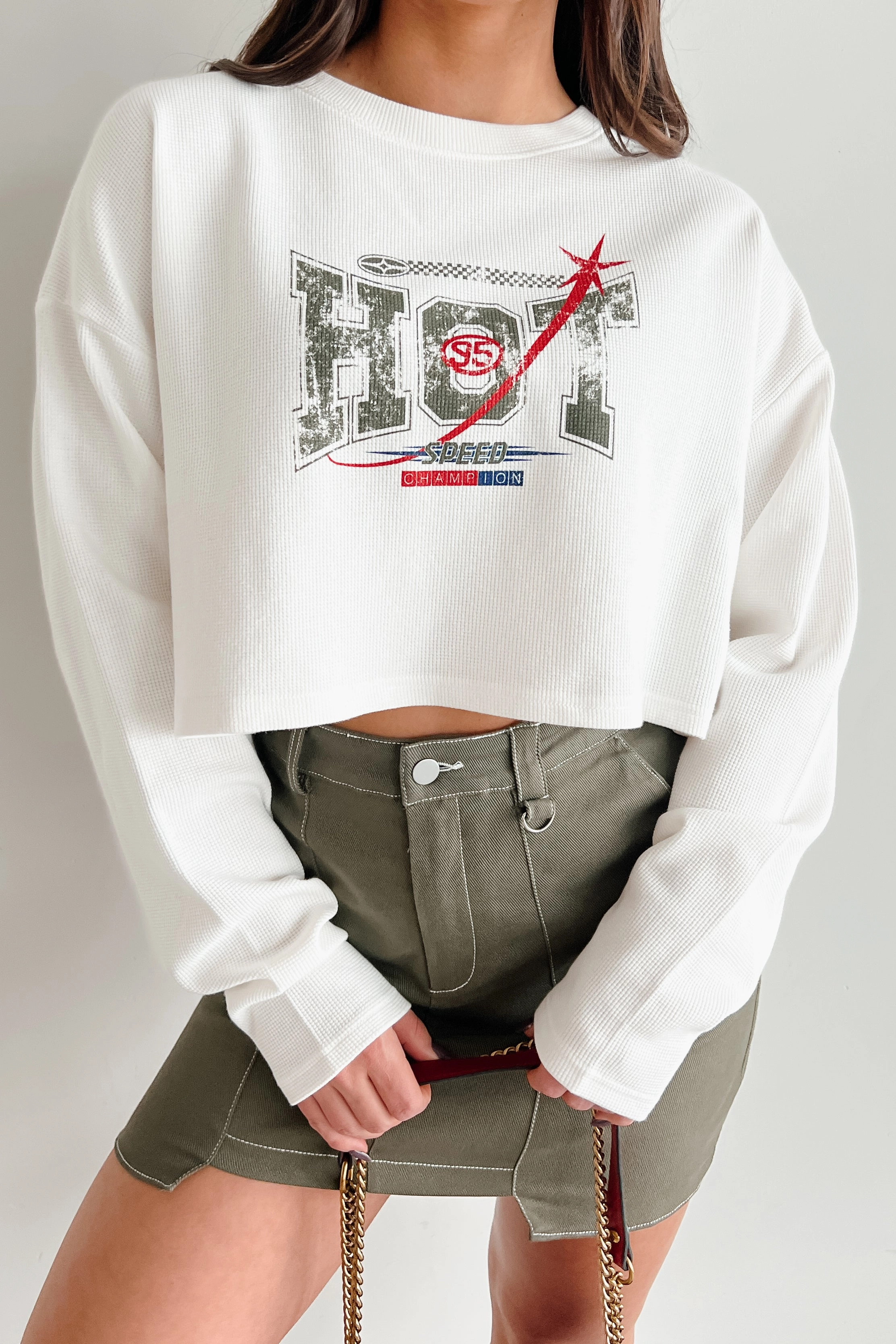 "Hot Speed Champion" Thermal Graphic Top (Ivory) MinimalistDesign