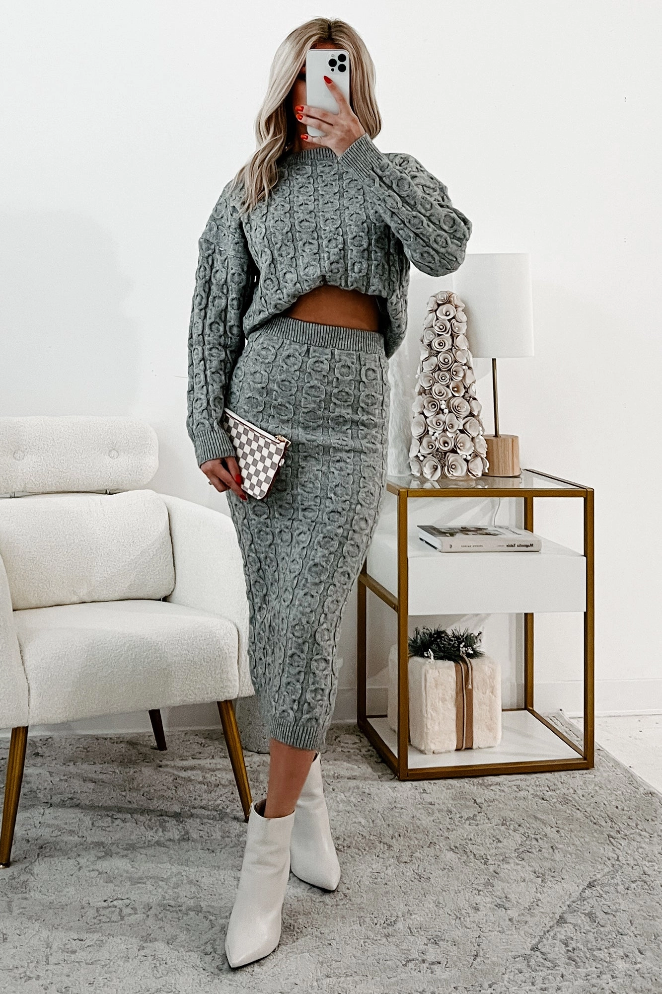 Remembering Fondly Sweater Knit Set (Heather Grey) Secure fit