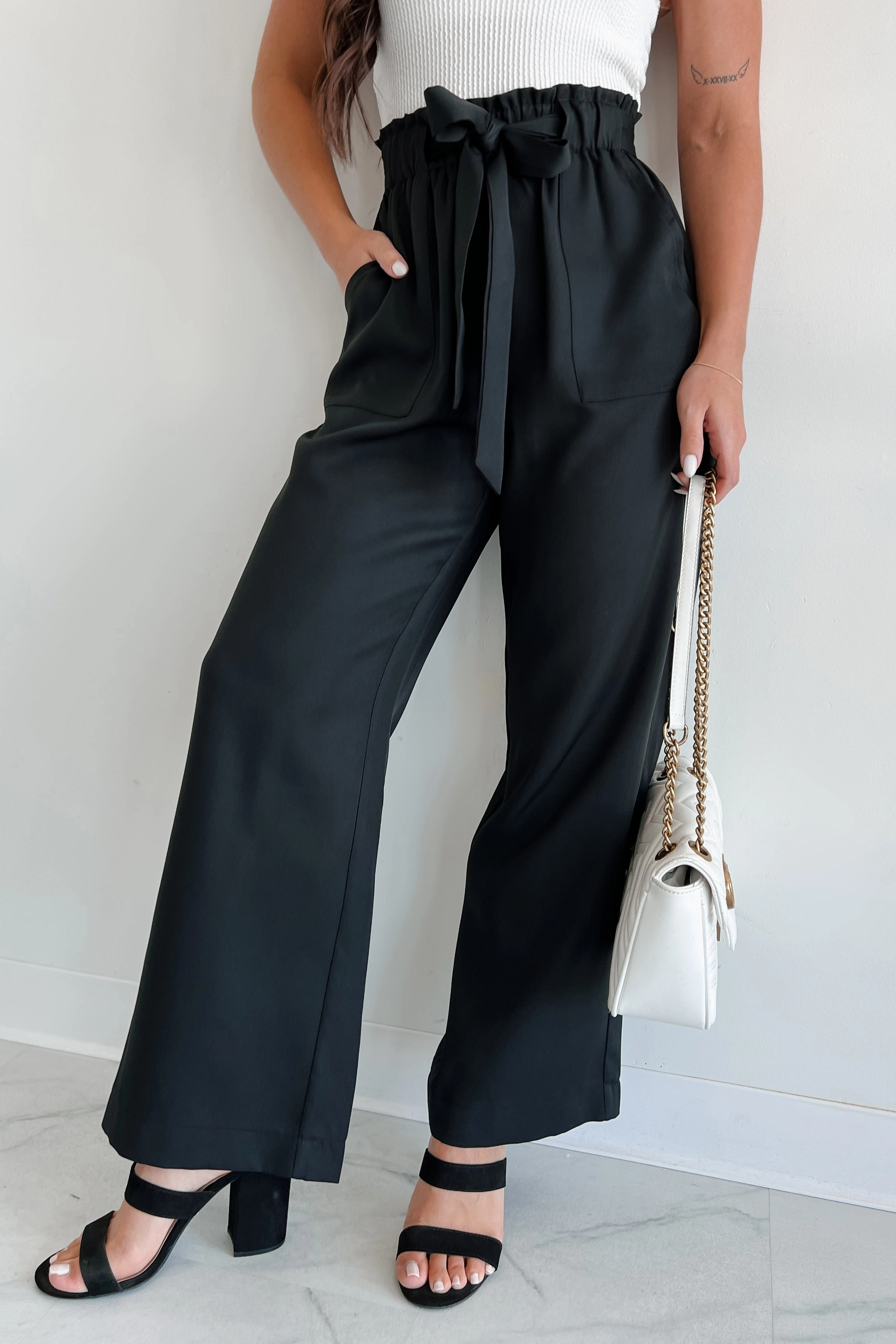 Confident Appeal Wide Leg Pants (Black) Quick Fit Wear