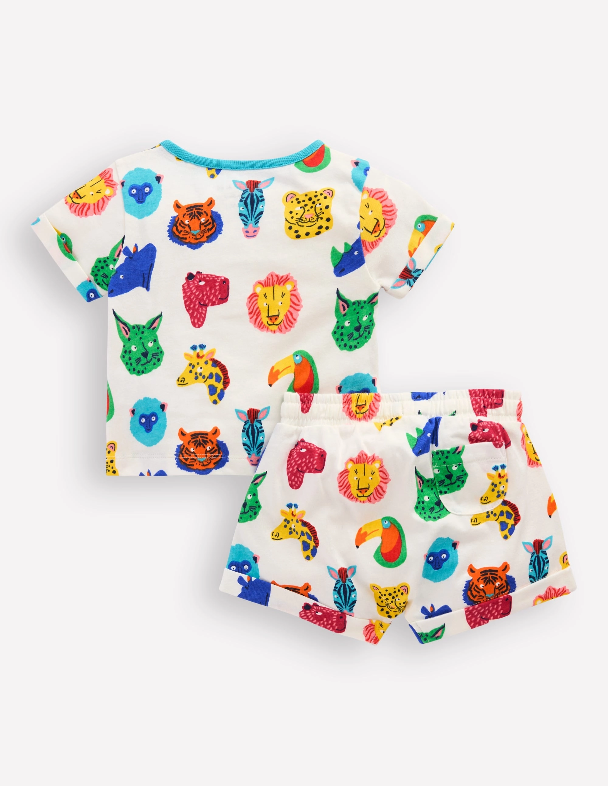 Event Dinner Short Sleeve Printed Play Set-Multi Jungle Faces