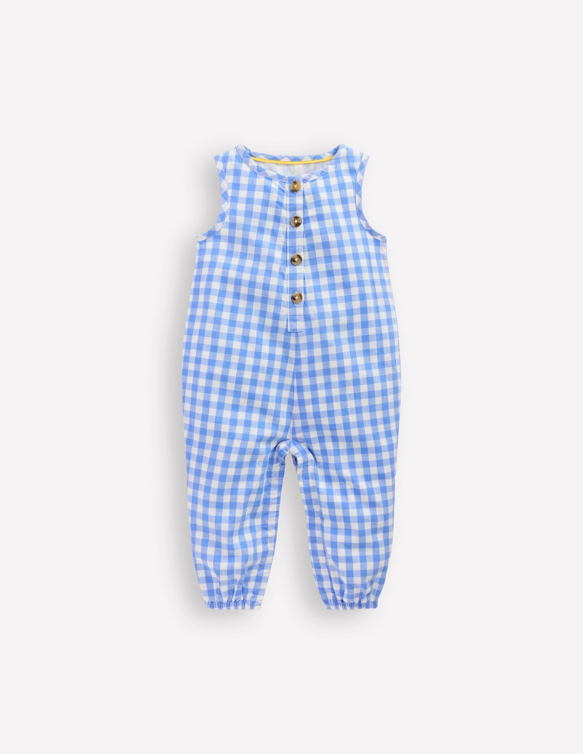 Woven Romper-Blue Gingham Essential Family Retro Charming