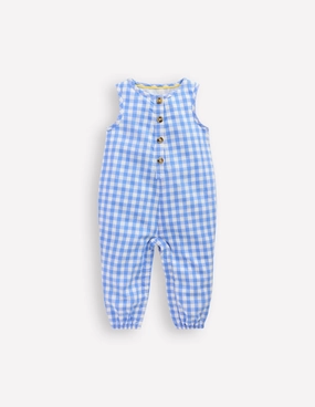 Woven Romper-Blue Gingham Essential Family Retro Charming