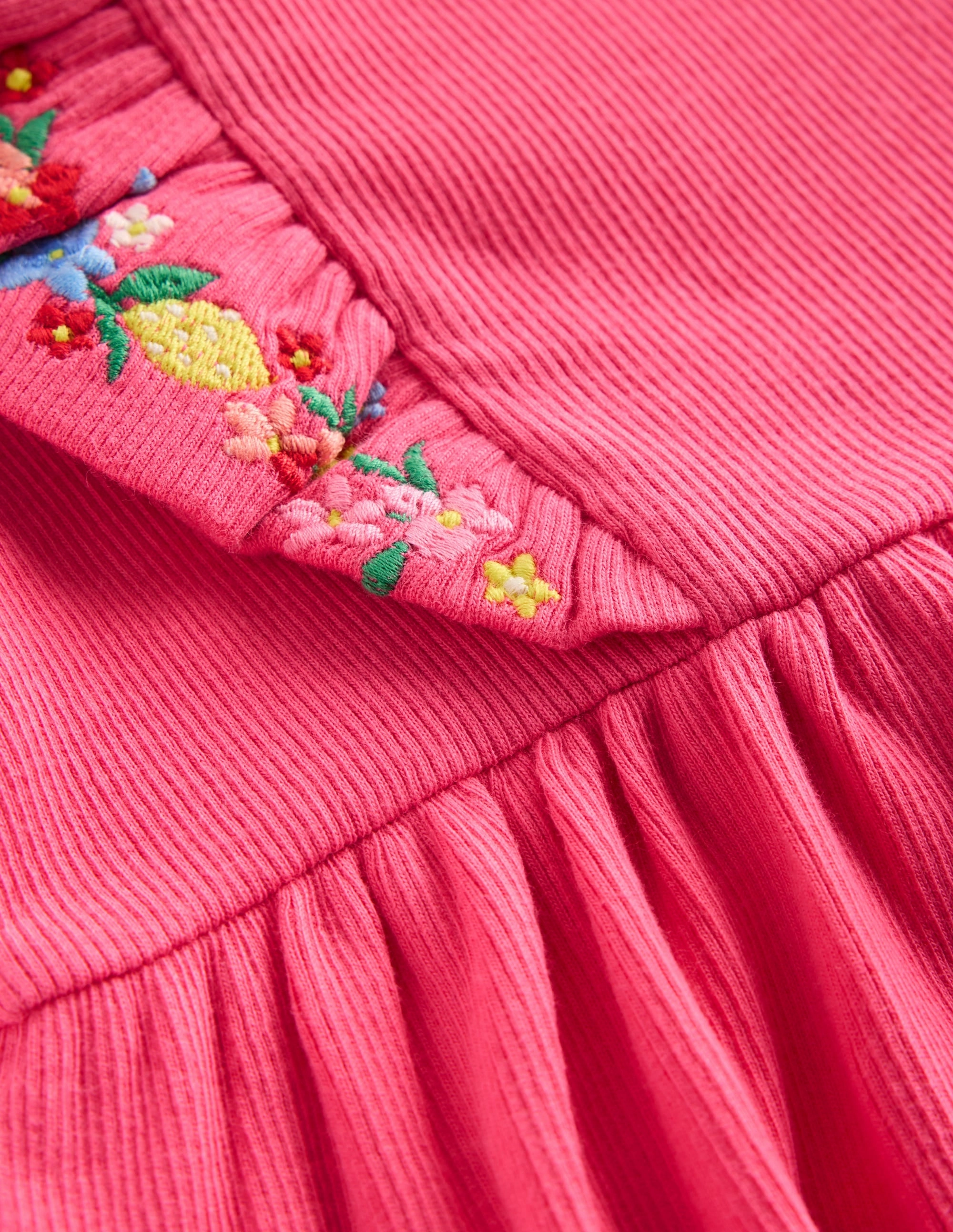 Frieda Embroidered Dress-Rose Petal Pink Front-Pocket