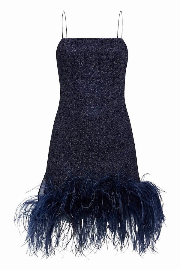 Lumiere Plumage Mini Dress Night Blue Cool Form Layered Look