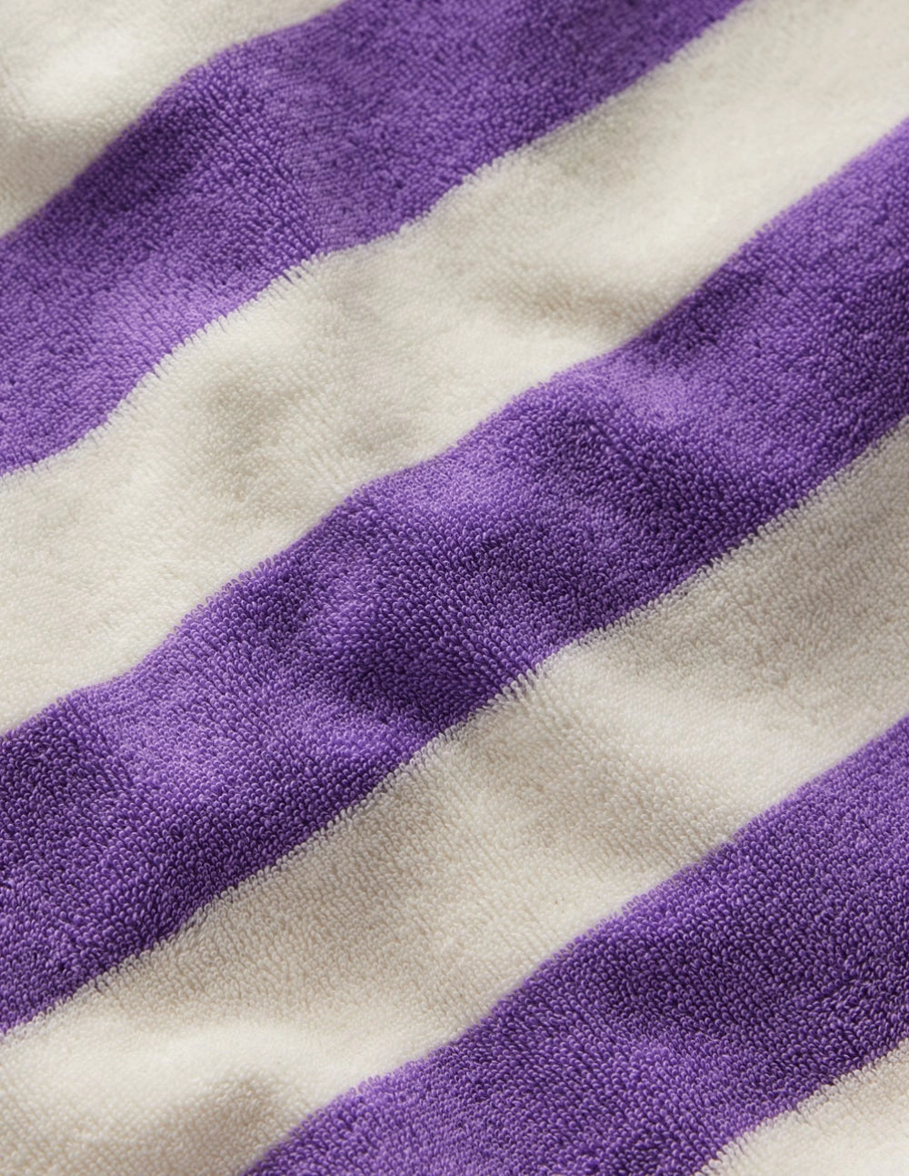 Simple Style Relaxed Towelling Top-Soft Ivory/Aster Purple