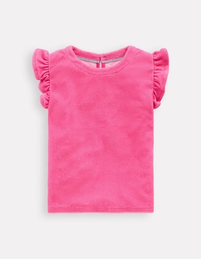 Relaxed Towelling Top-Sorbet Pink Athletic Wear Drop Shoulder Design