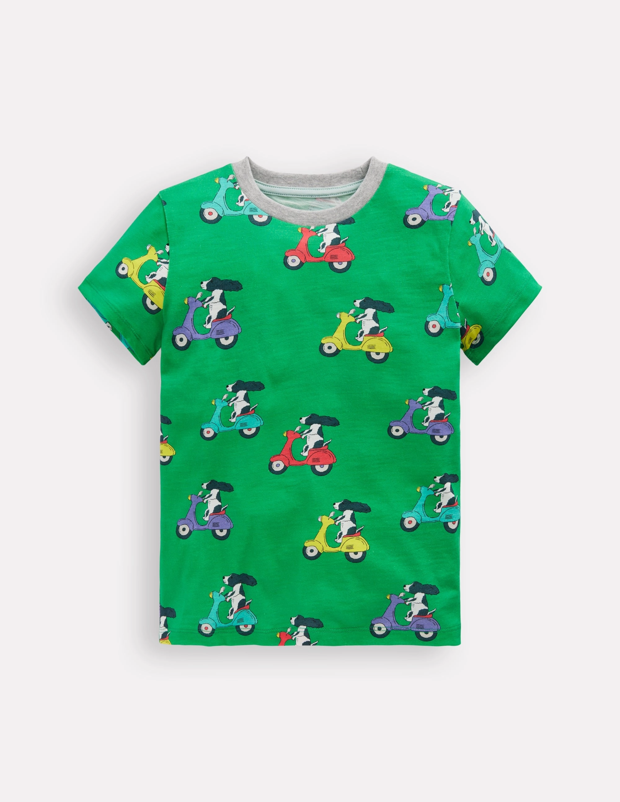 RecycledPolyester All-Over Printed T-Shirt-Sapling Green Puppy Scooter