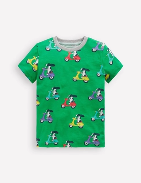 RecycledPolyester All-Over Printed T-Shirt-Sapling Green Puppy Scooter