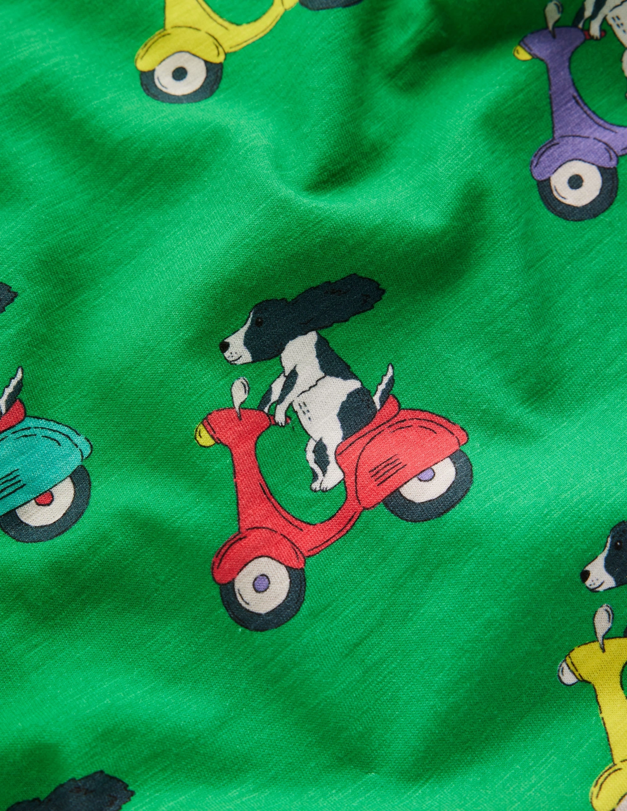DoubleStitched Construction Tencel Lyocell Fiber All-Over Printed T-Shirt-Sapling Green Puppy Scooter
